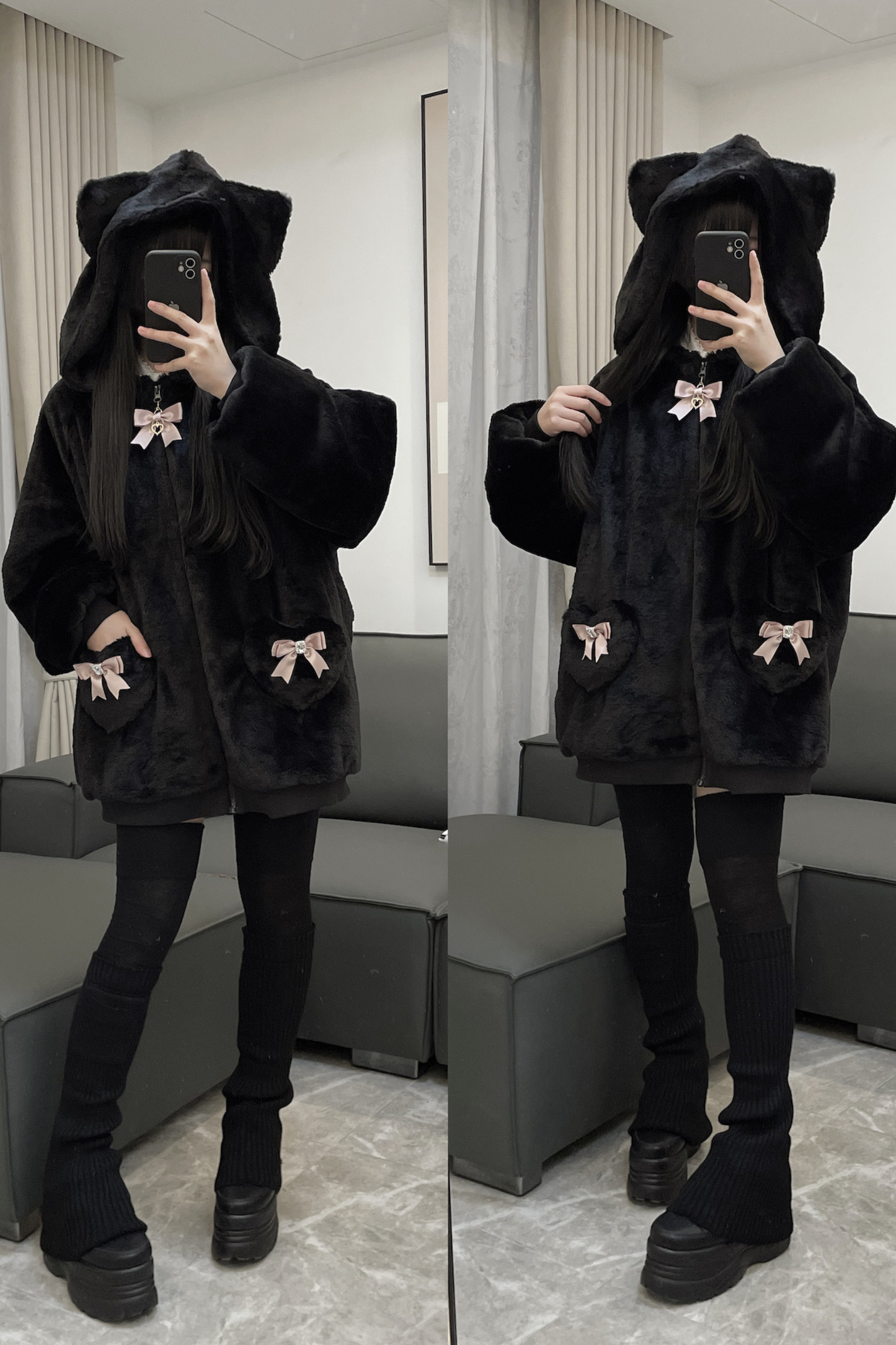 猫耳ぬいぐるみフードジャケット