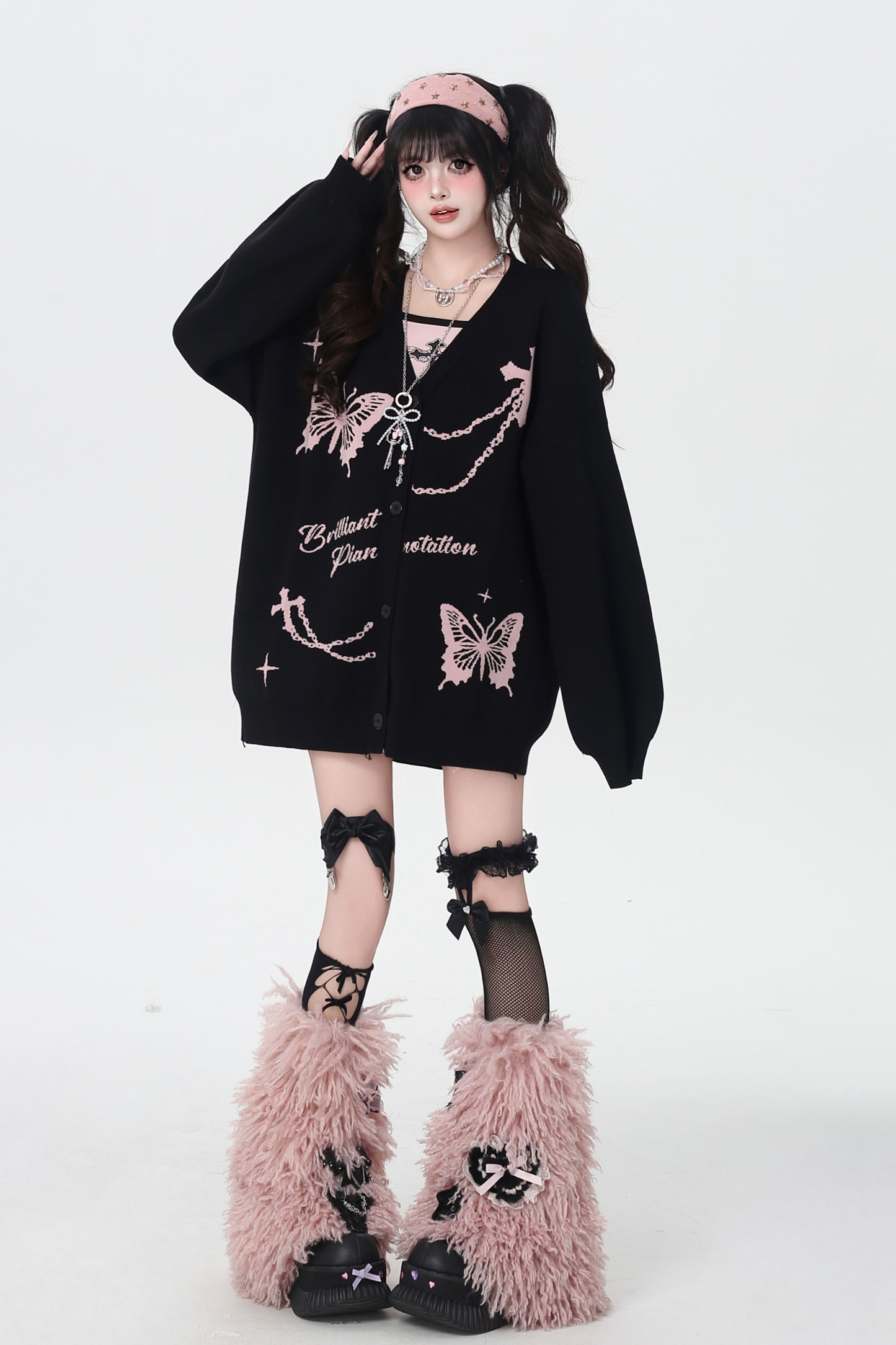 バタフライルーズデザインセーターカーディガン