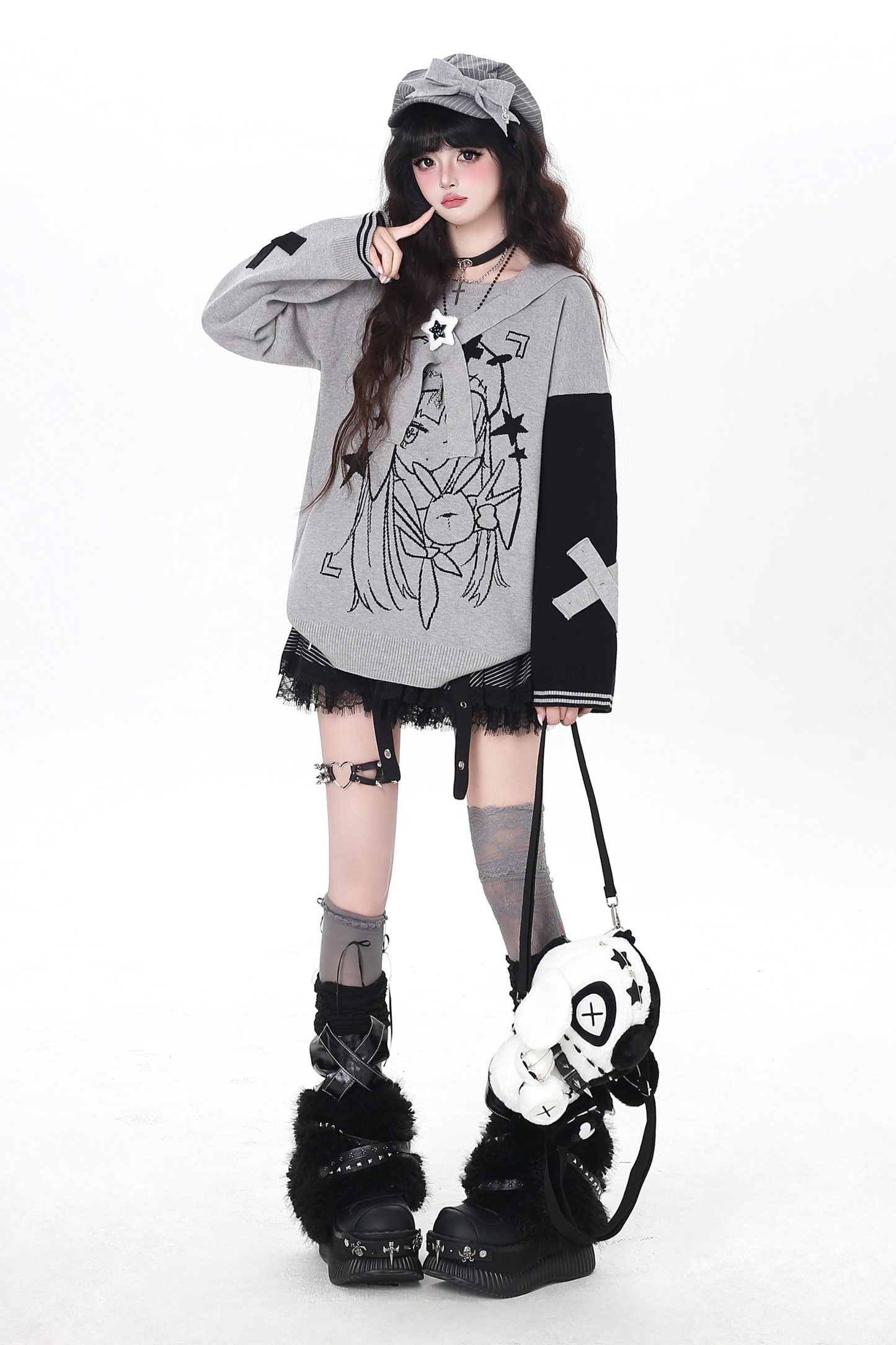 Rabbit Ear Bicolor Loose Sweater