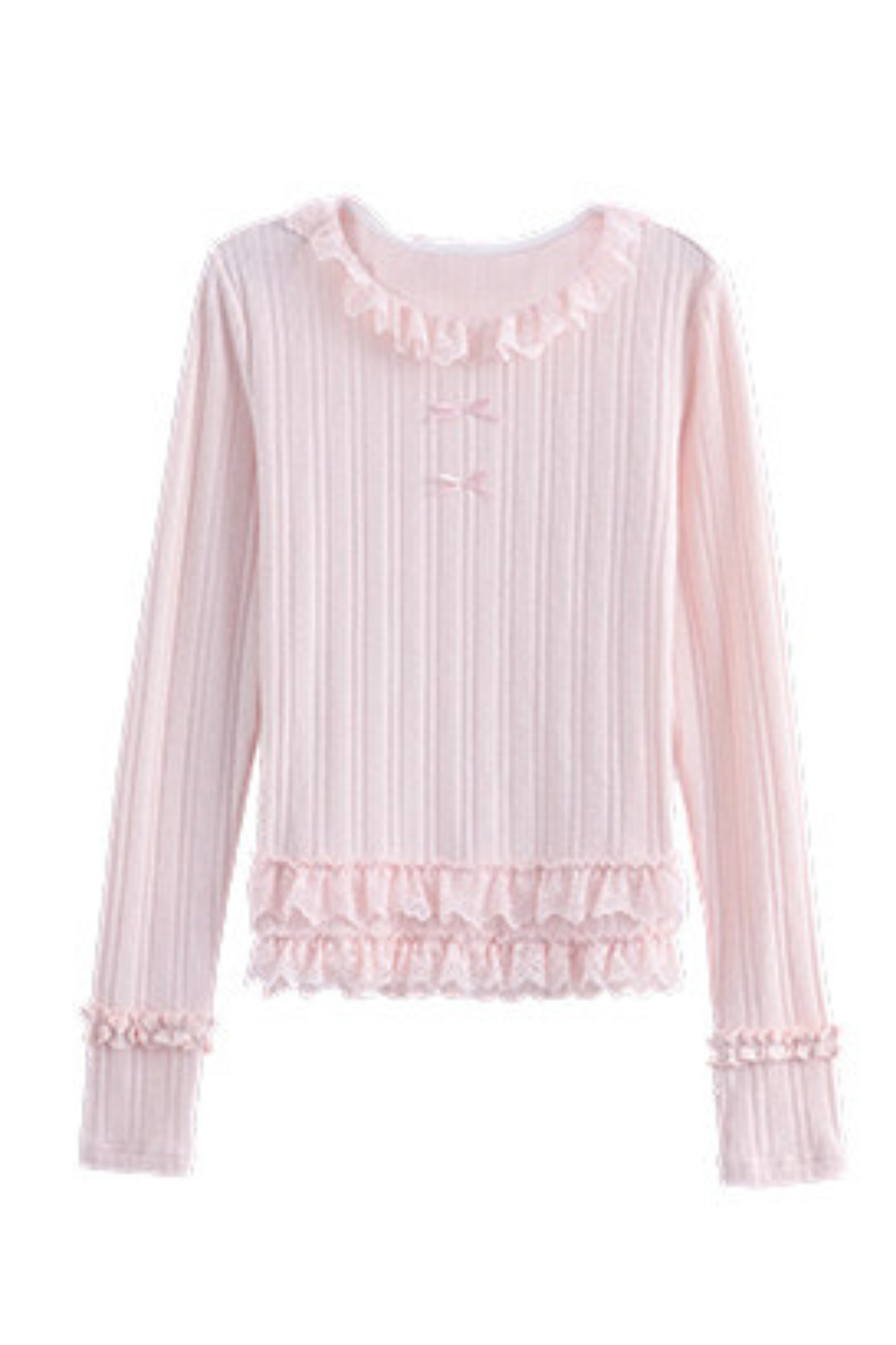 リボンフリルスリムトップス