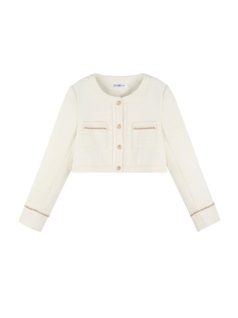 프렌치 퓨어 화이트 재킷 + 블라우스 + 하이웨이스트 팬츠