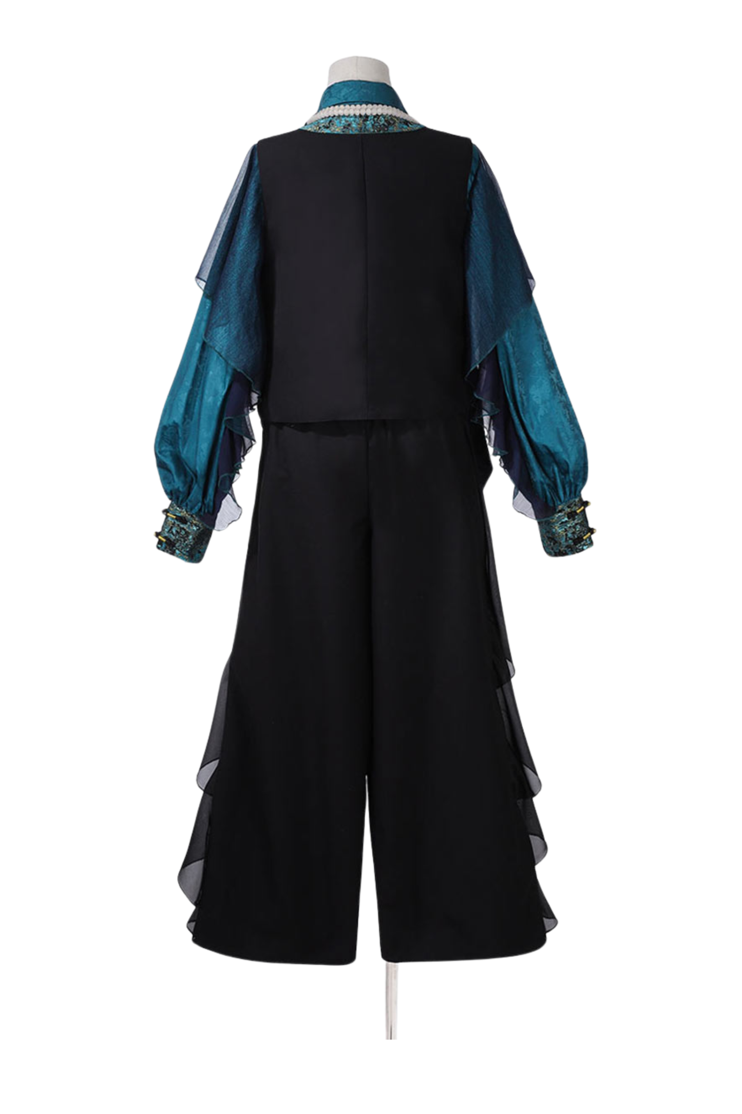 Ruan china top + vest + wide-leg pants + necklace