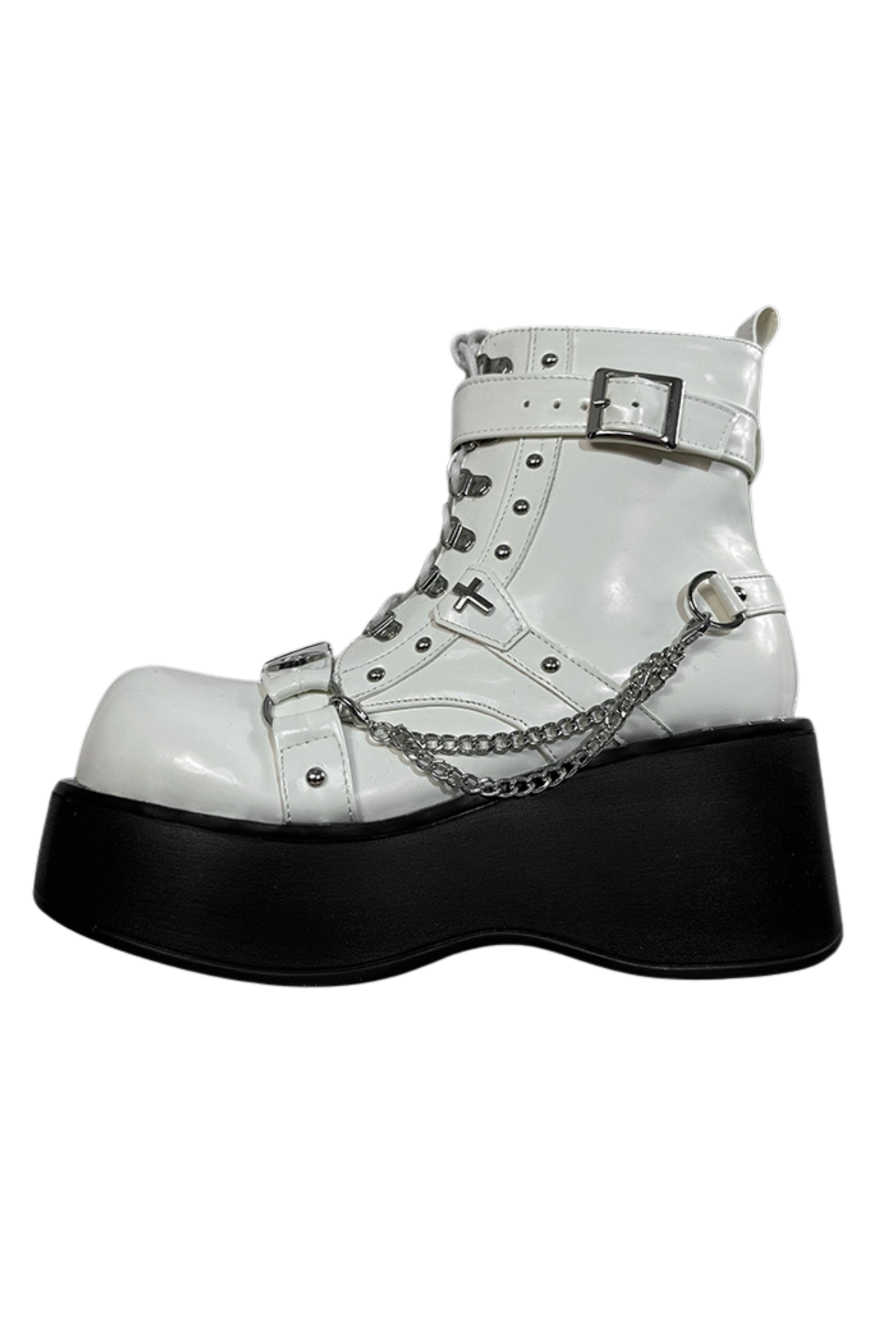 Dark Punk Buckle Plat Boots