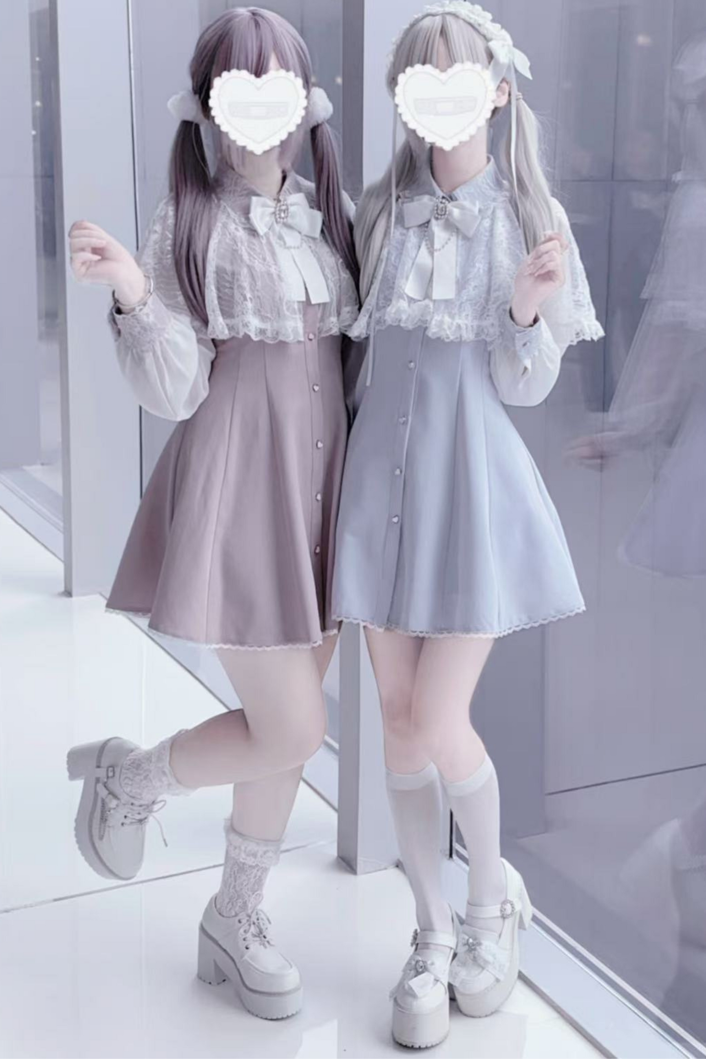Mine mass-produced lace collar design dress