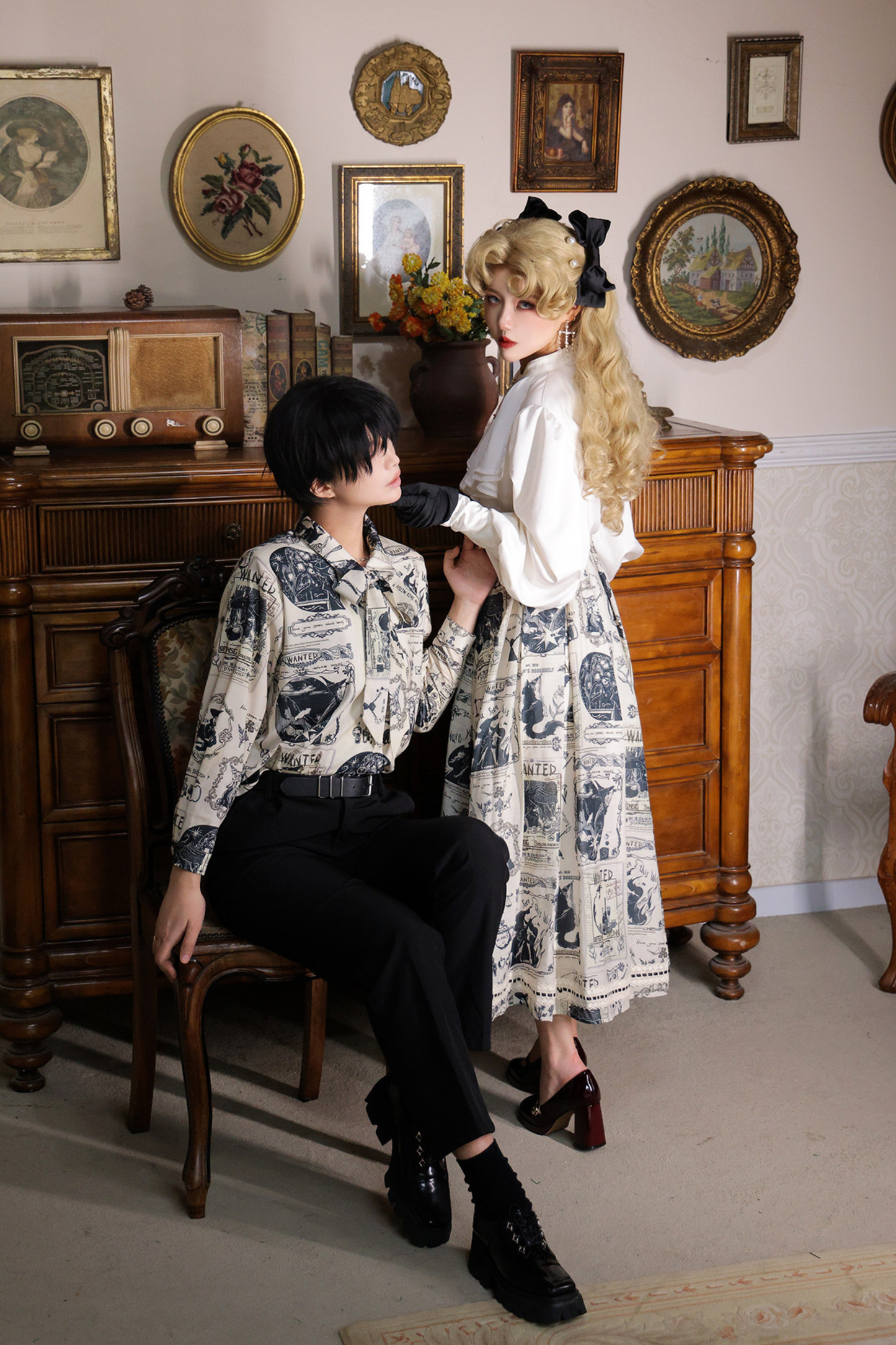 Retro Chic Art Print Long Skirt