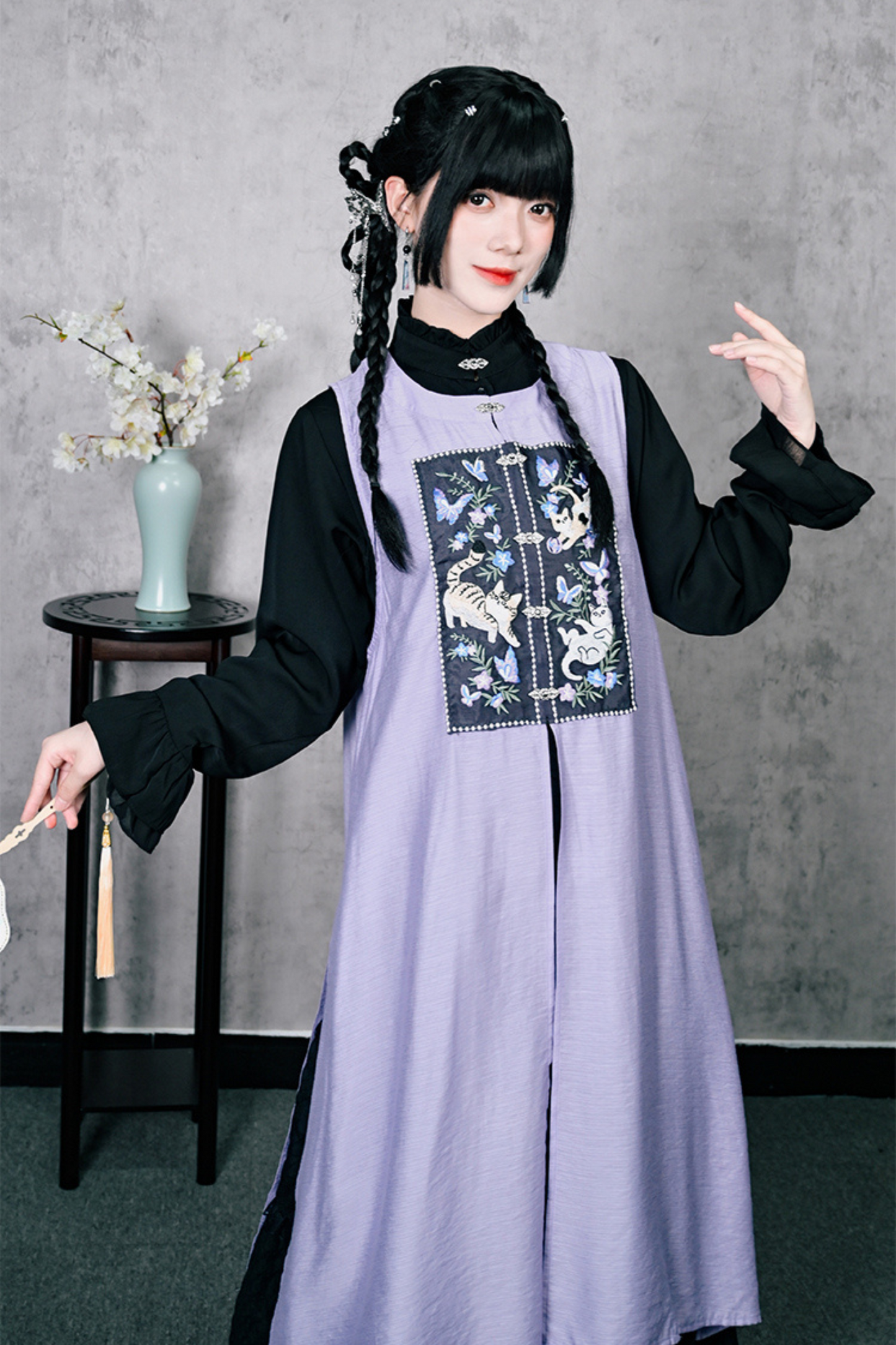 China Girly Sleeveless Sundress Patch Dress