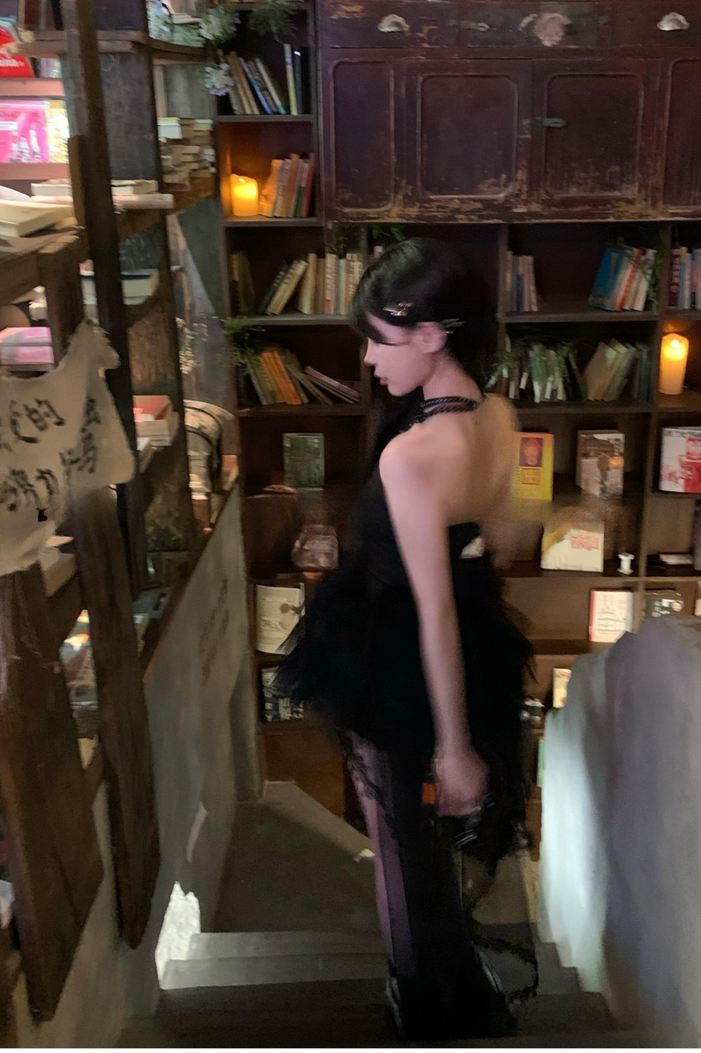 Sequined top + mesh A-line skirt