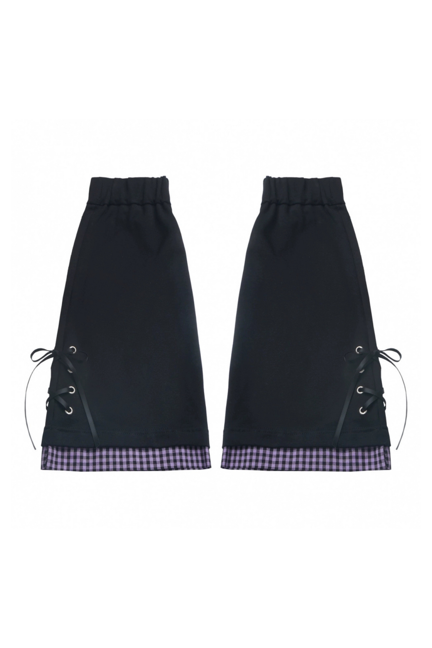 パープルグリッドカラーブロックトップス+フードトップス+パンツ+レッグウォーマー