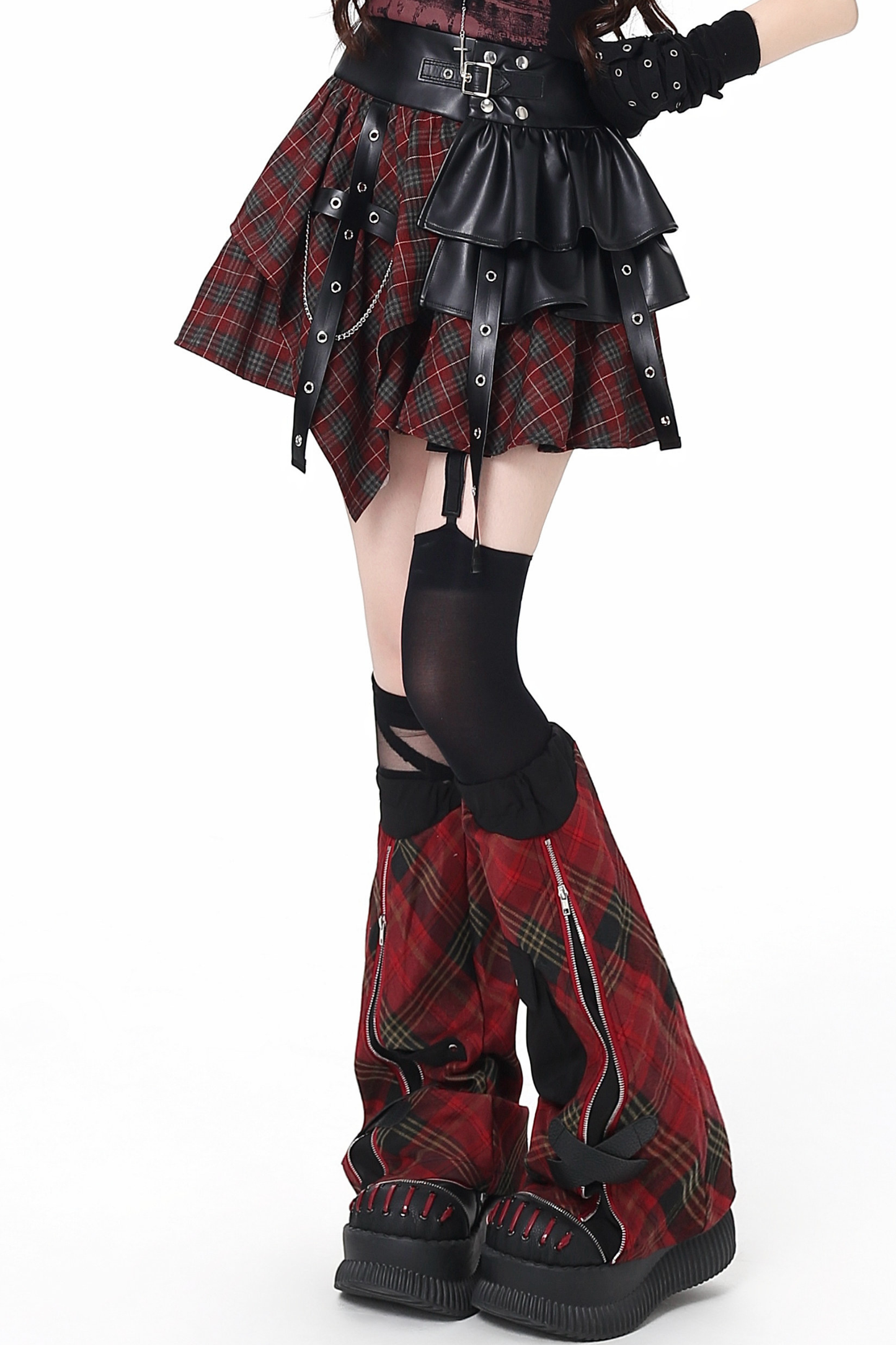 Y2Kパッチワークレザースカート