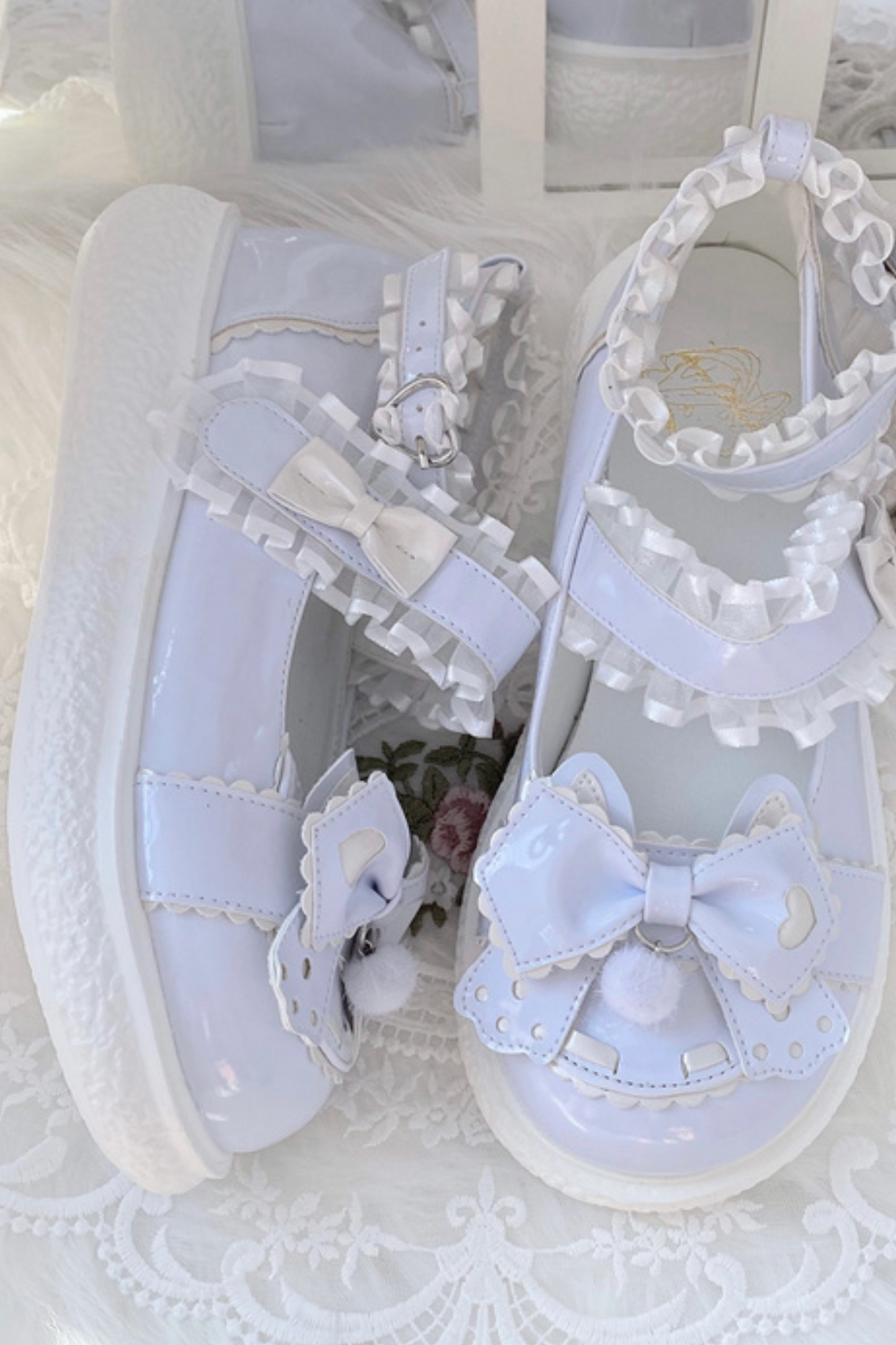 Cookie Lolita Ruffle Ribbon Shoes