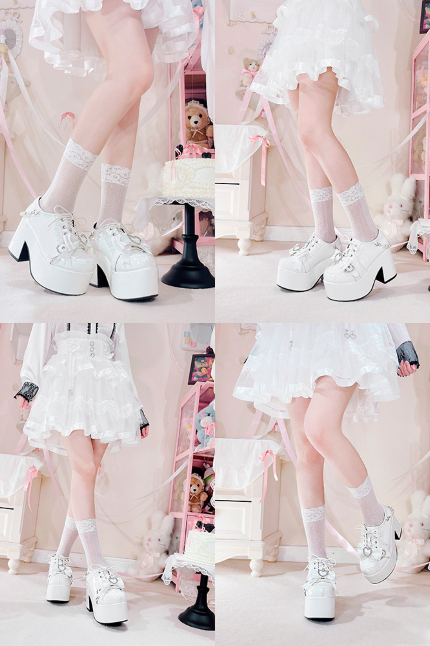 Mine ribbon pearl strap doll subculture shoes