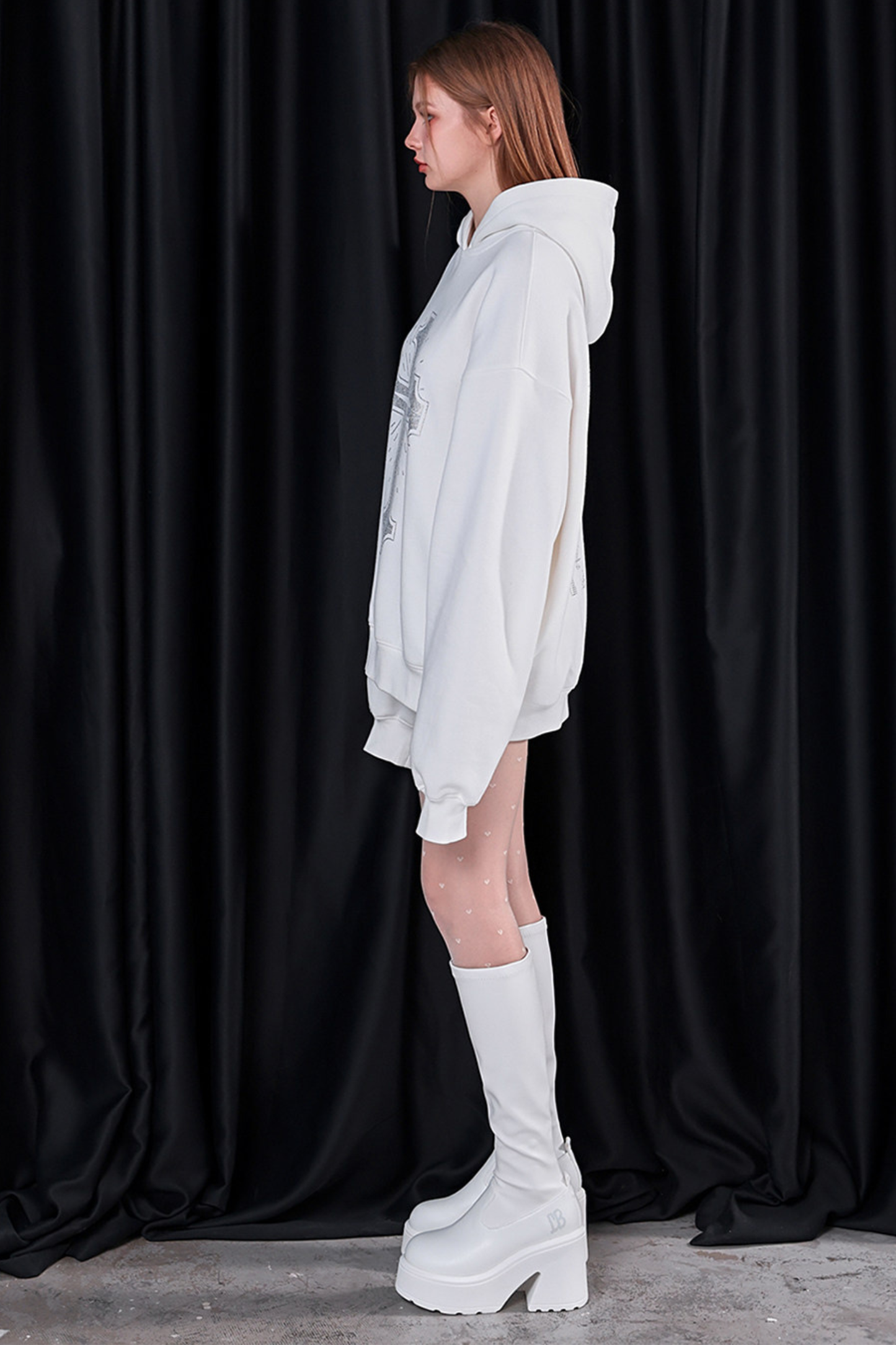 Big Cross Design Loose Hooded Sweatshirt