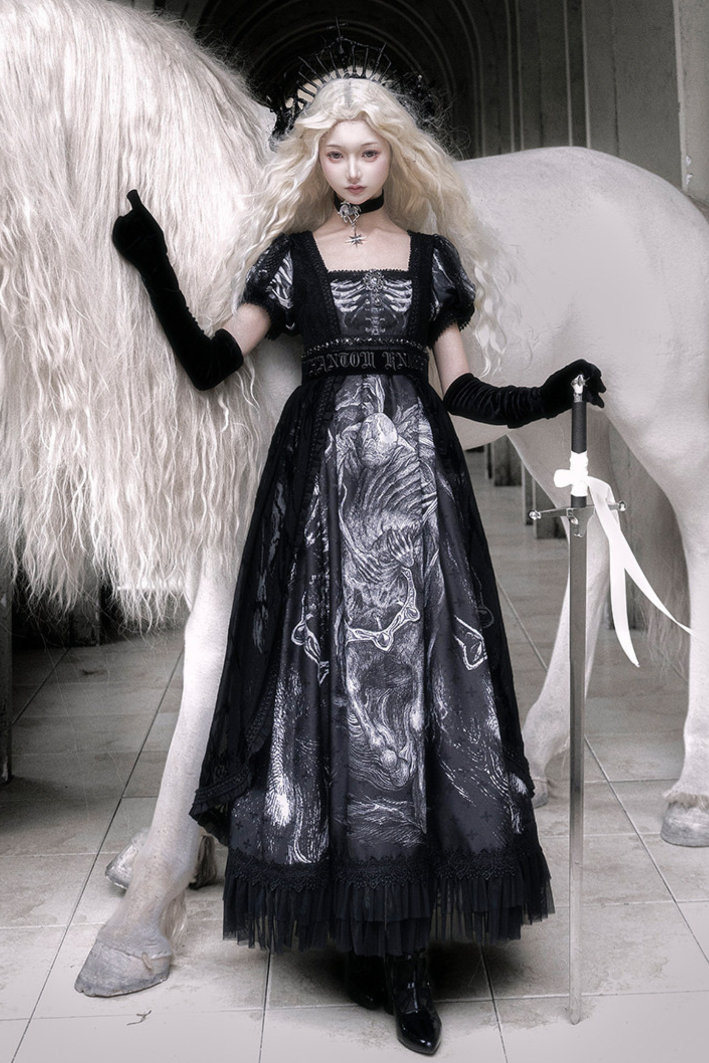 【6月8日予約締切】ファントムナイトダークゴシックスケルトンホーススターペンダントチョーカー