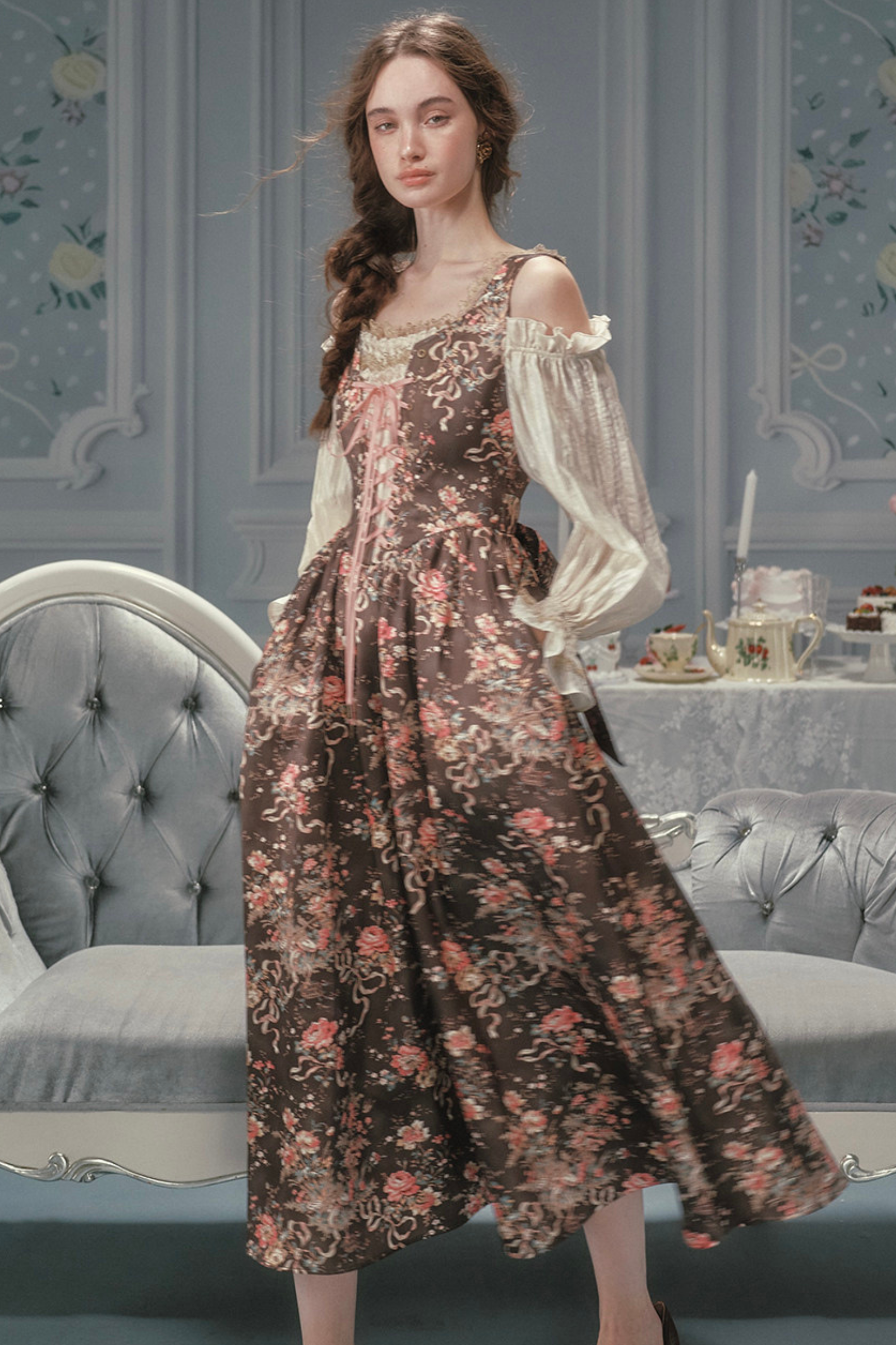 French Vintage Floral Art Dress – Belchic