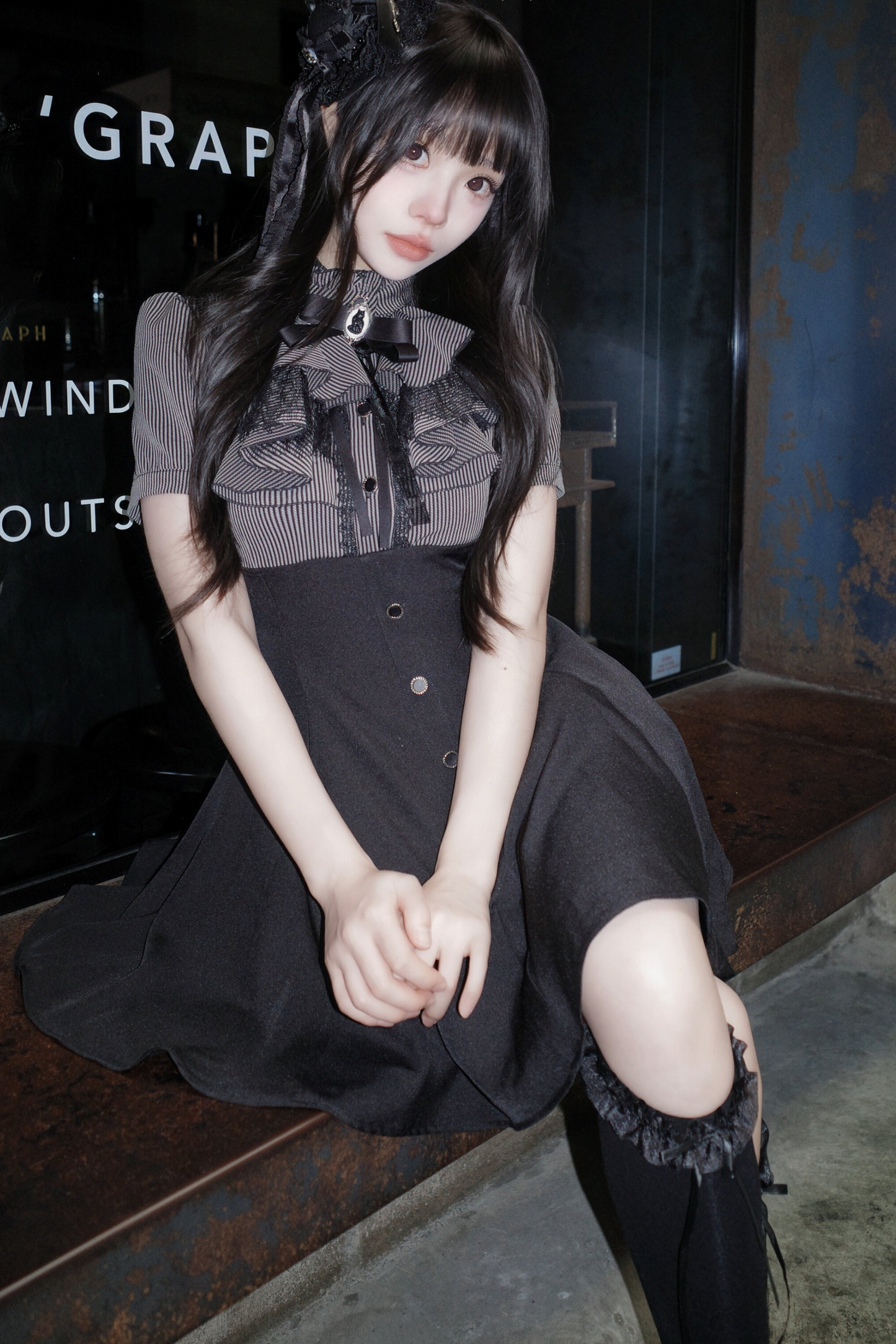 French Striped Patchwork Dress