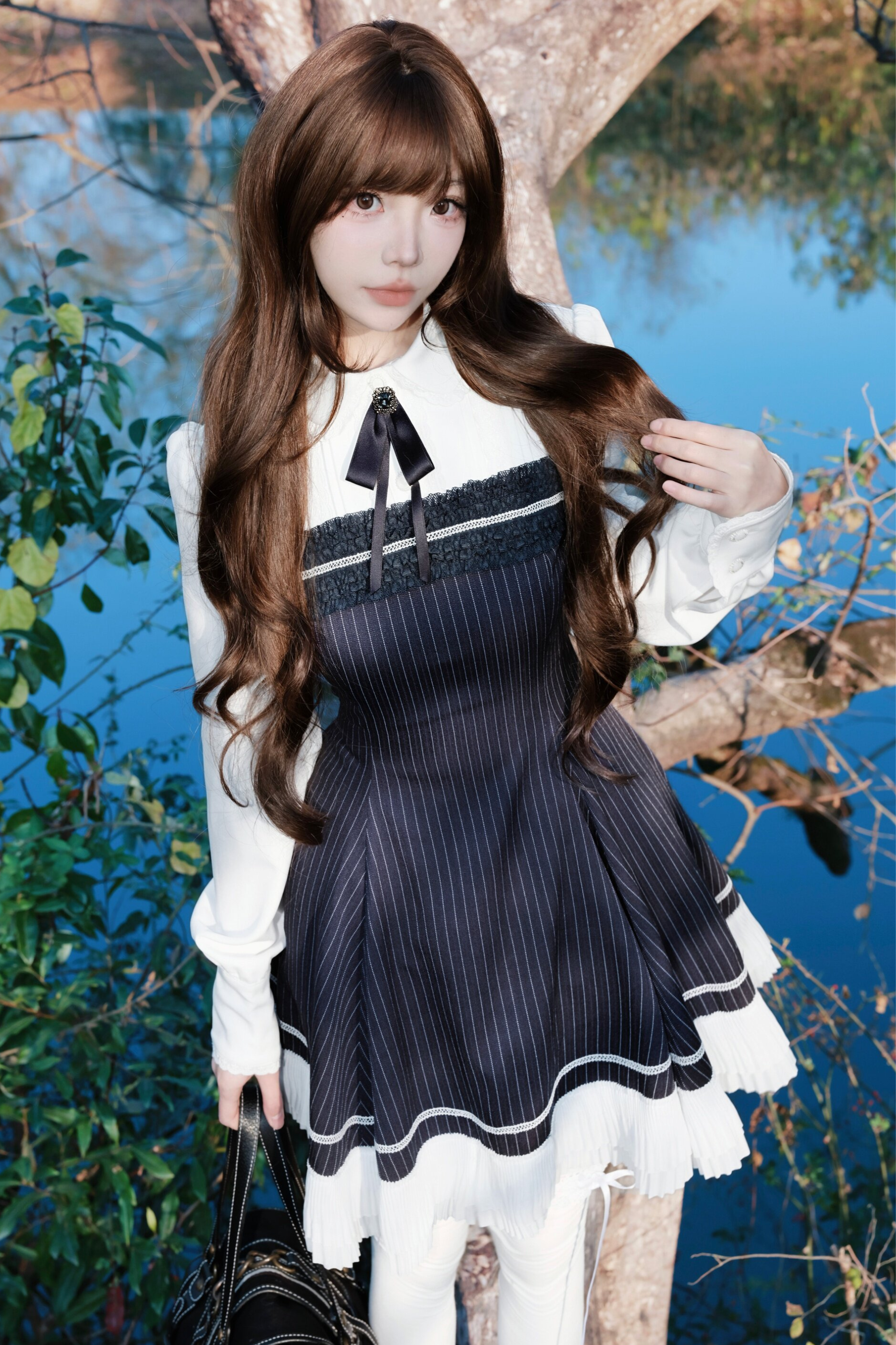 striped a line dress Designer Mart main image 1