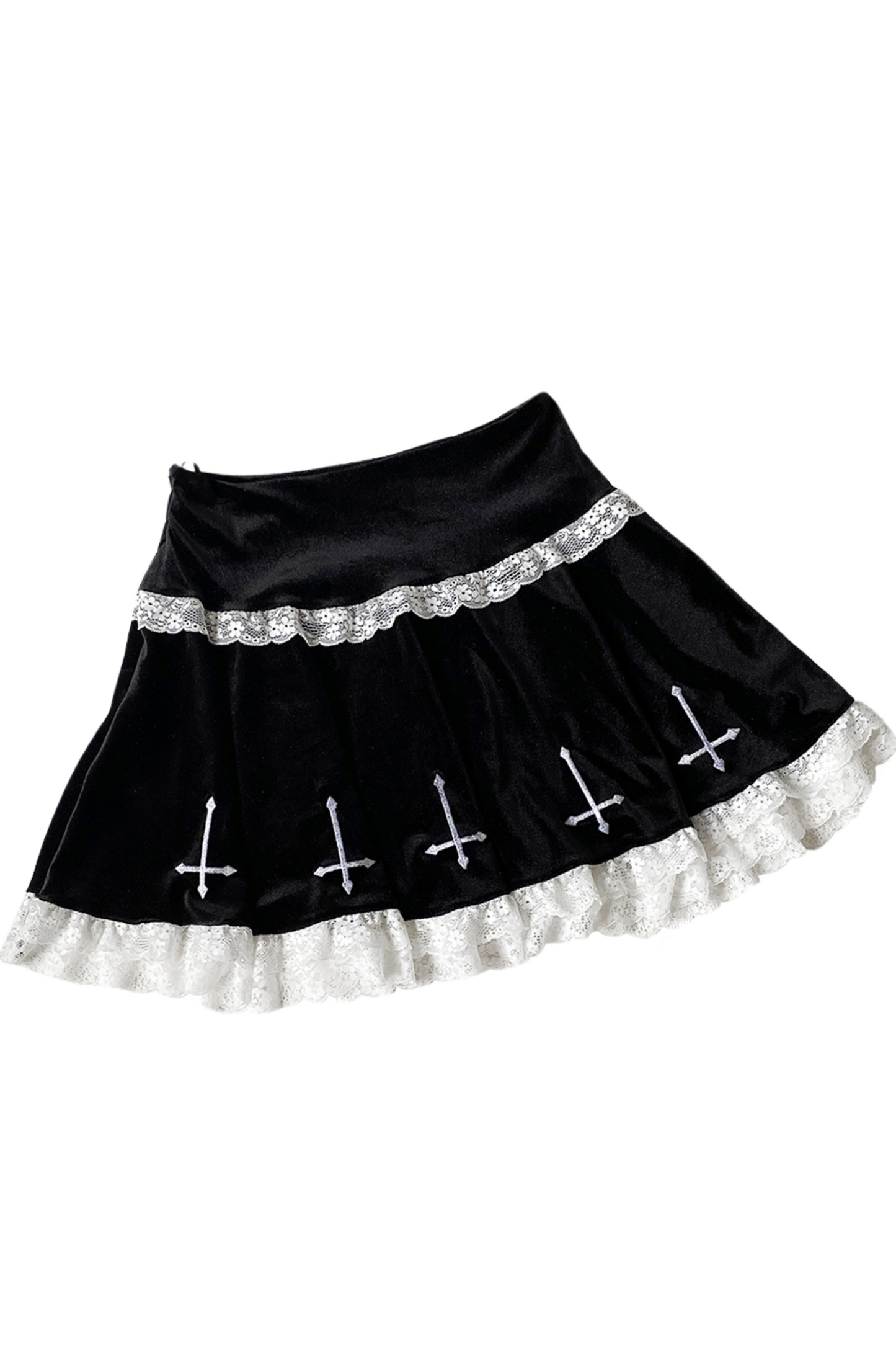 Mine Lace Cross Velvet Skirt