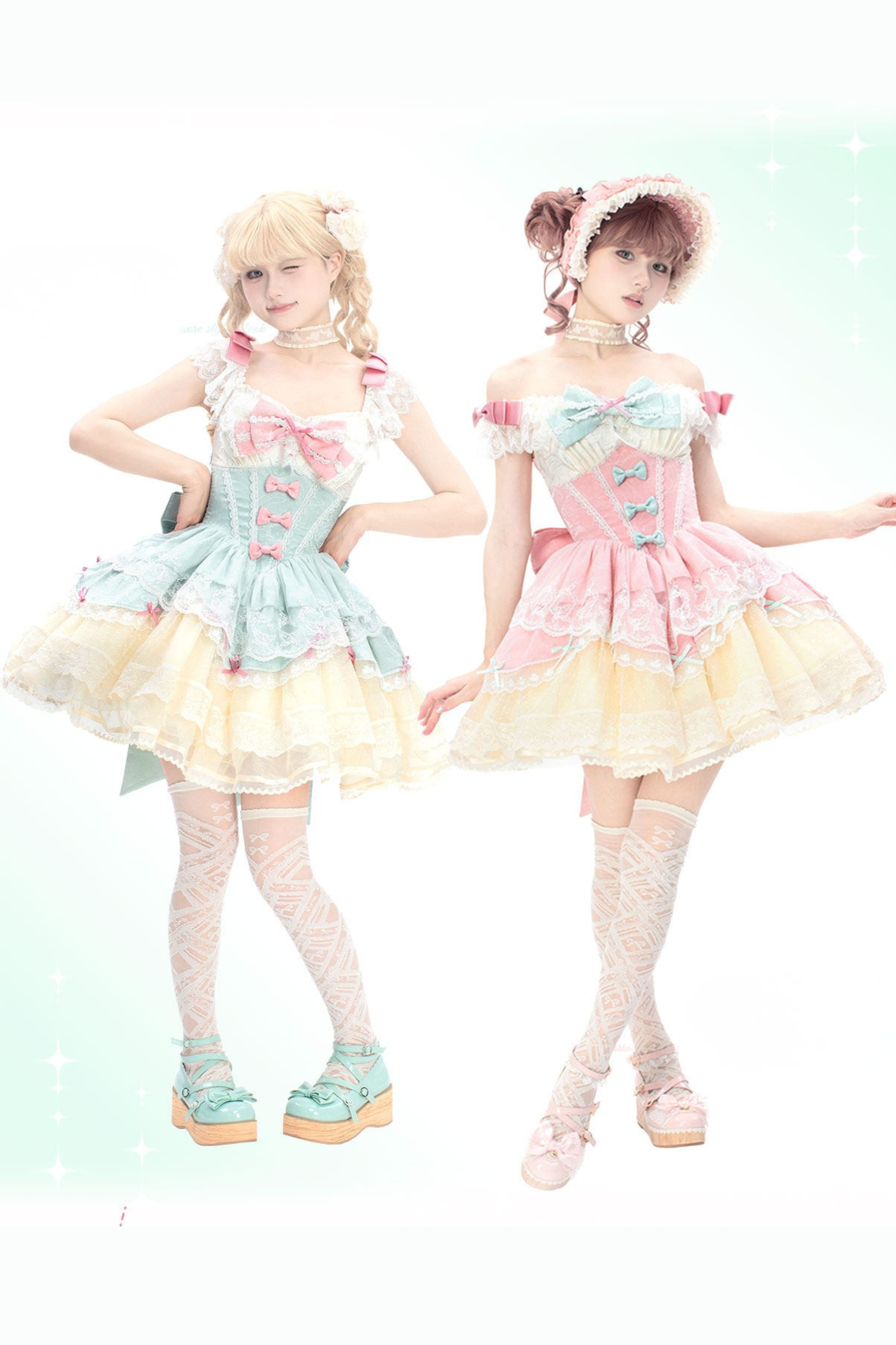 スイートミントピンキーレースロリータドレス – Belchic