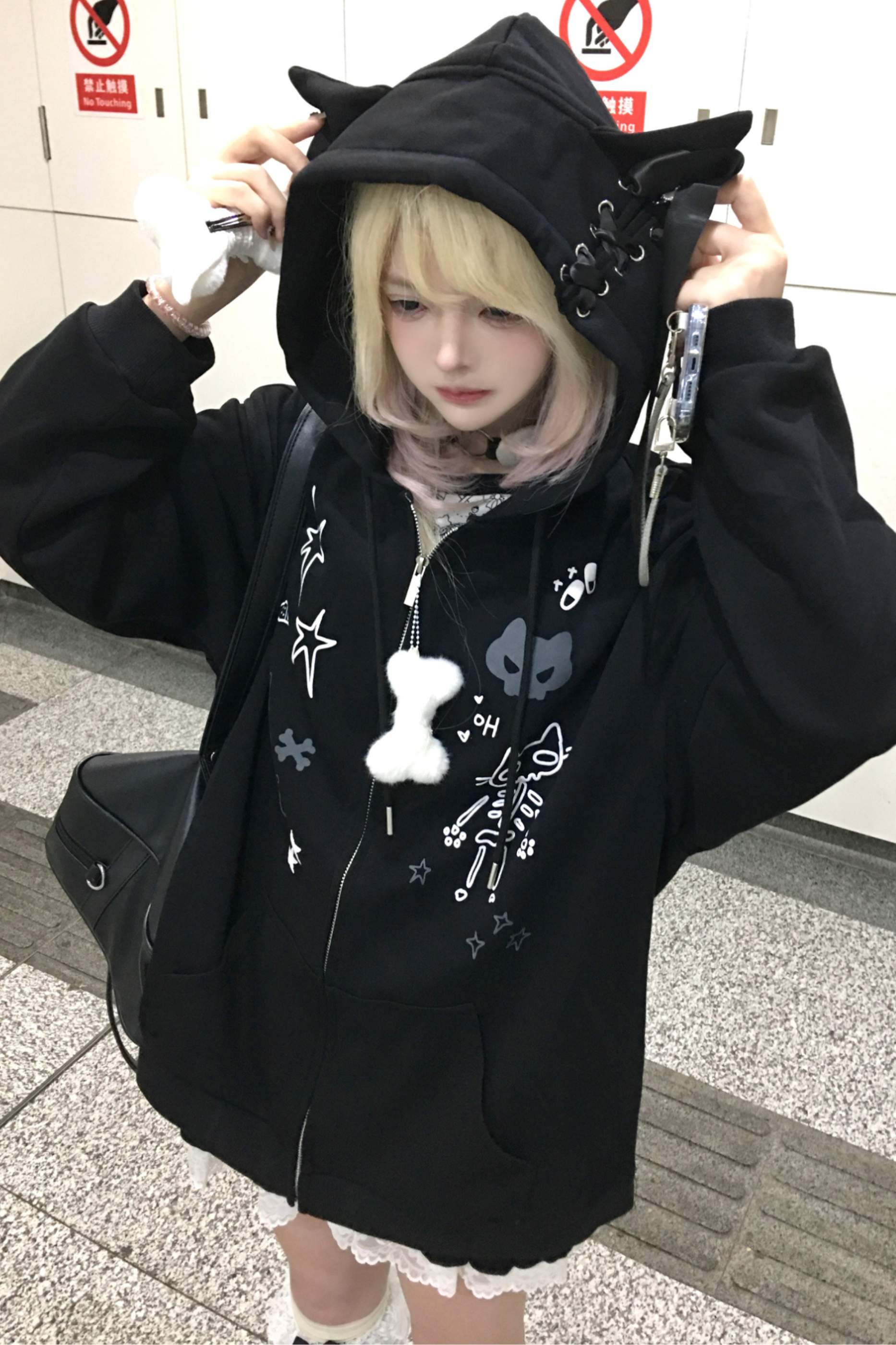 GLAVIL tuhaha 猫耳　パーカー　v系　サブカル 猫耳サブカルルーズパーカー – Belchic