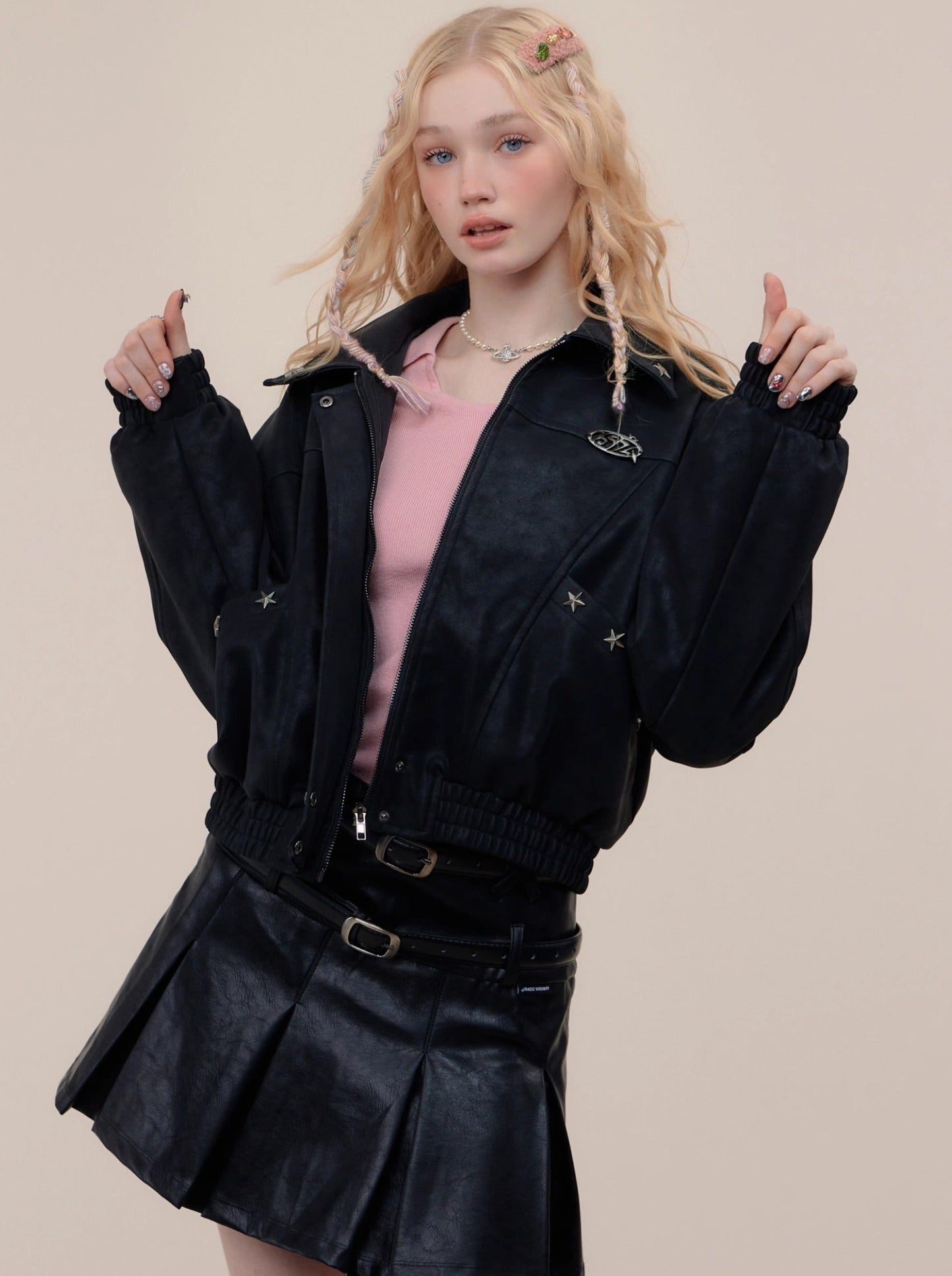 レトロスタイルレザーアメリカンストリートジャケット