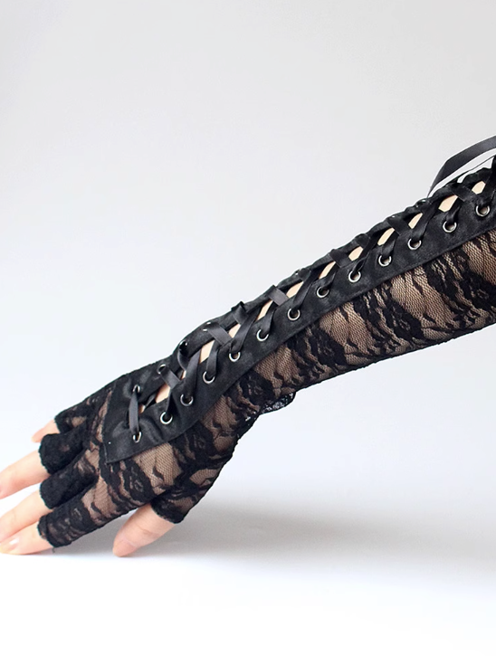 レースアップフィンガーレスグローブ