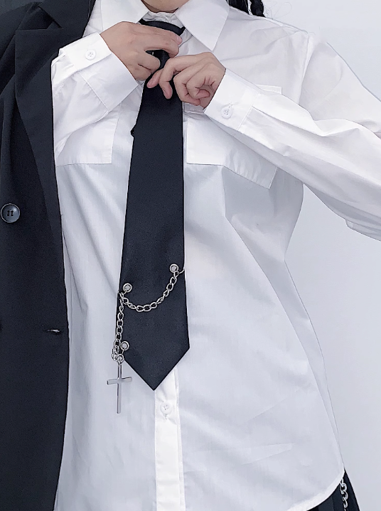 Bracelet croisé en chaîne, lien noir