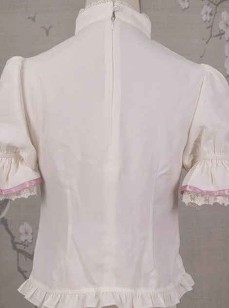 Candy Sleeve Ribbon Cheongsam Tops + Flower Ribbon Chiffon Tiered Princess Dress