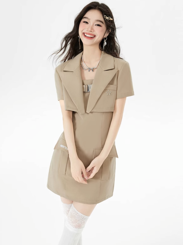 サスペンダードレス+ショートジャケット