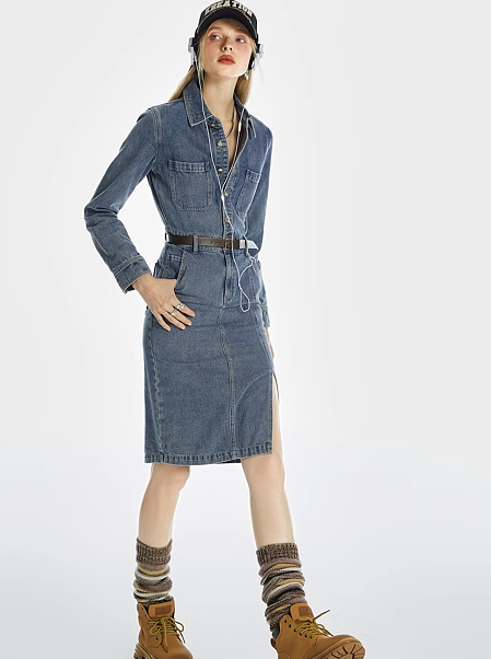 Retro Tight Denim Dress – Belchic Retro Tight Denim Dress – Belchic