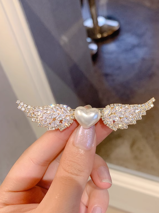 Perlen Engel Herz Haarspange