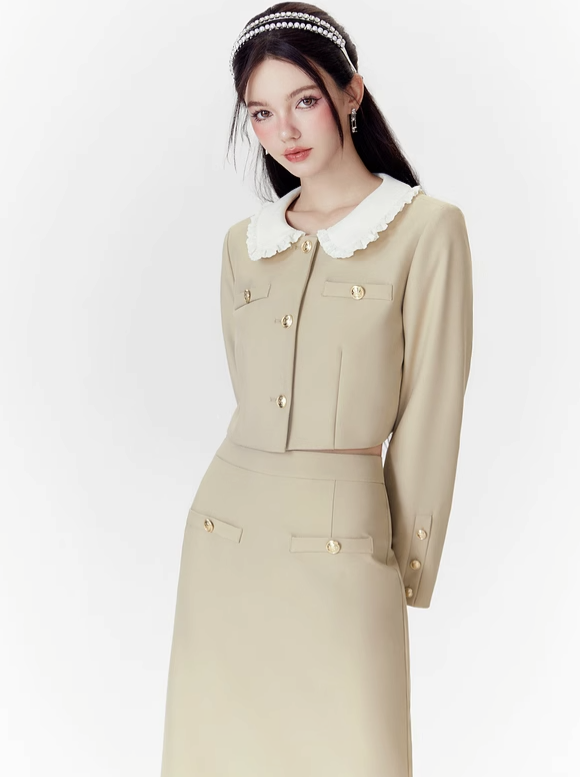 ドールカラーショートジャケット+ロングスカート