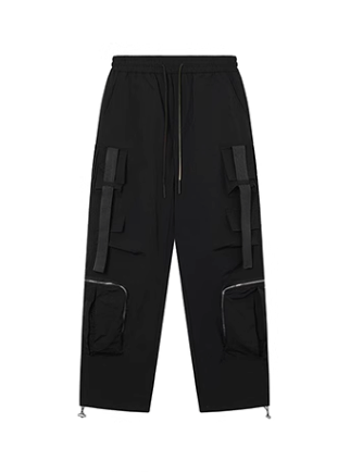 Pantalon droit casual avec design ceinture et poche mode