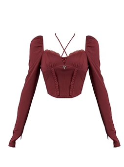 Romantic Plus Style Square Neck Puff Sleeve Top