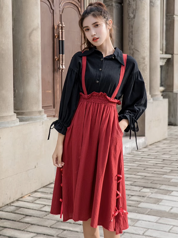 リボンスカート スタンダードカラーシャツ セットアップ