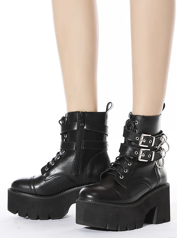 パンクベルトバックルメタルリングマーティンブーツ – Belchic パンクベルトバックルメタルリングマーティンブーツ – Belchic