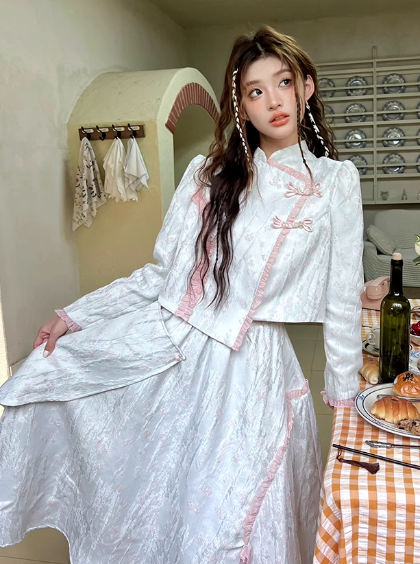 アイスブルーチャイナトップス+アイスブルースカート