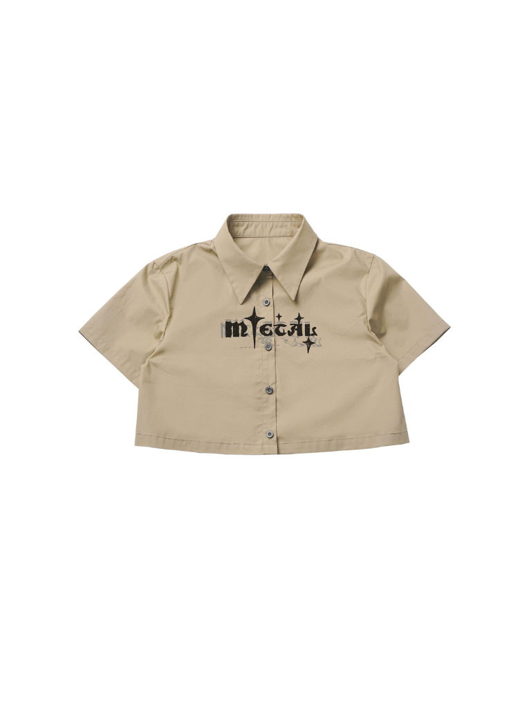 ロゴトップス+ショートシャツ+キュロット