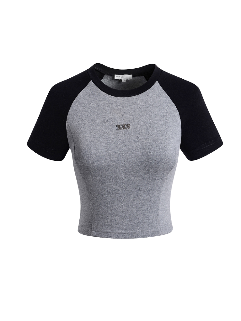 ラグランスリーブスリムショートピチT