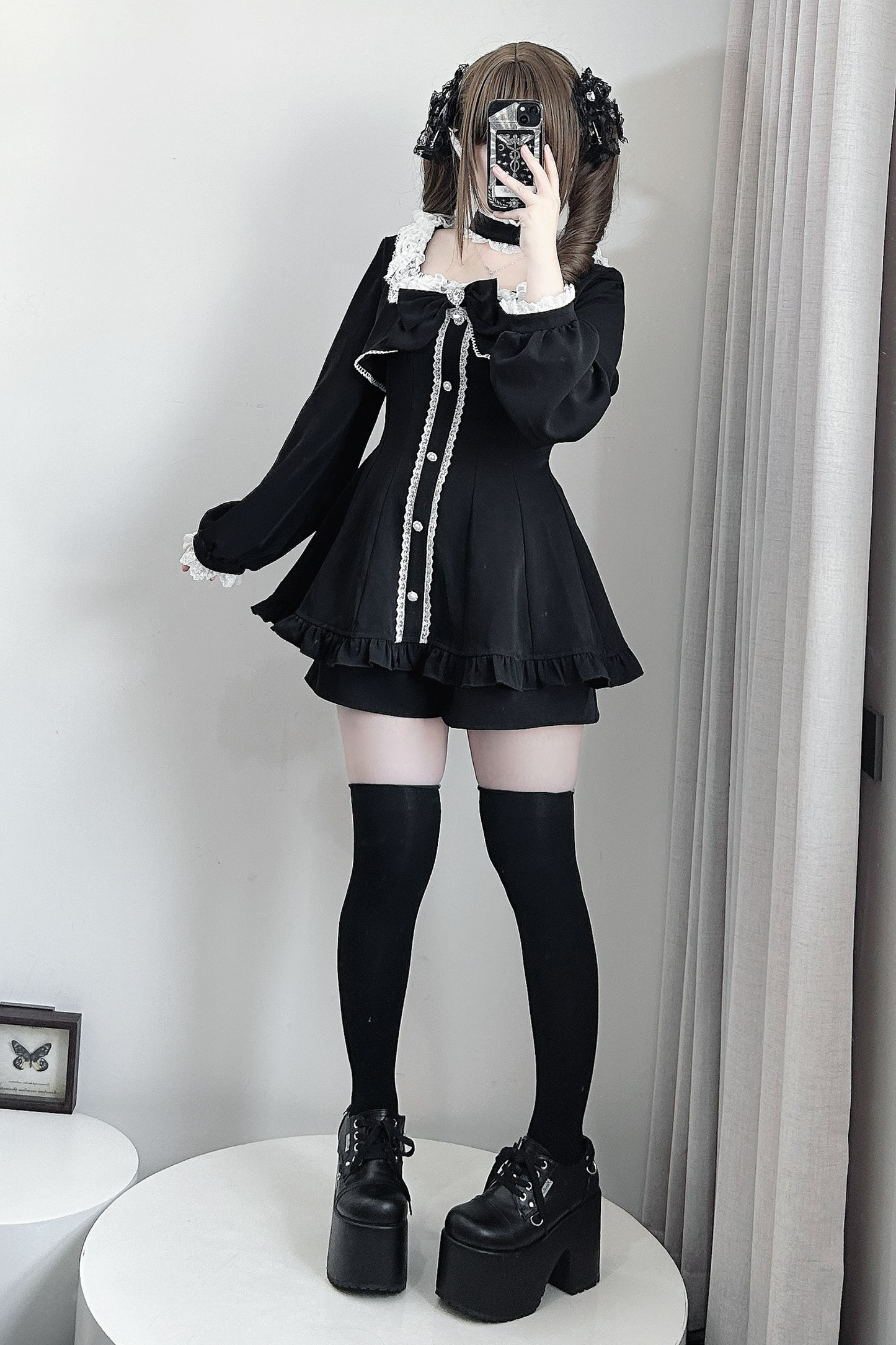 地雷フレアフェイクツーピースワンピース