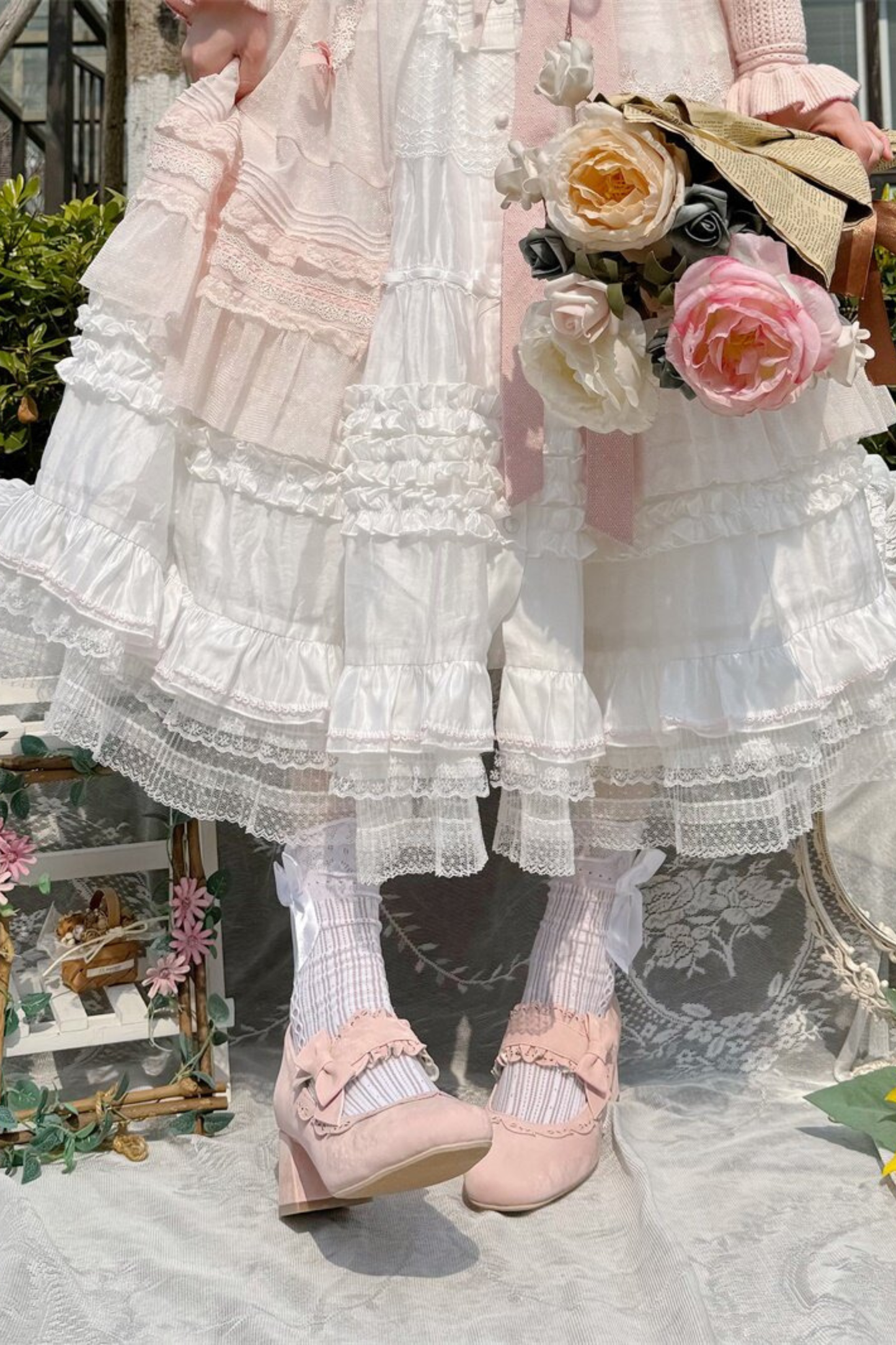 Lolita-Schuhe mit Schmetterling und mittelhohem Absatz