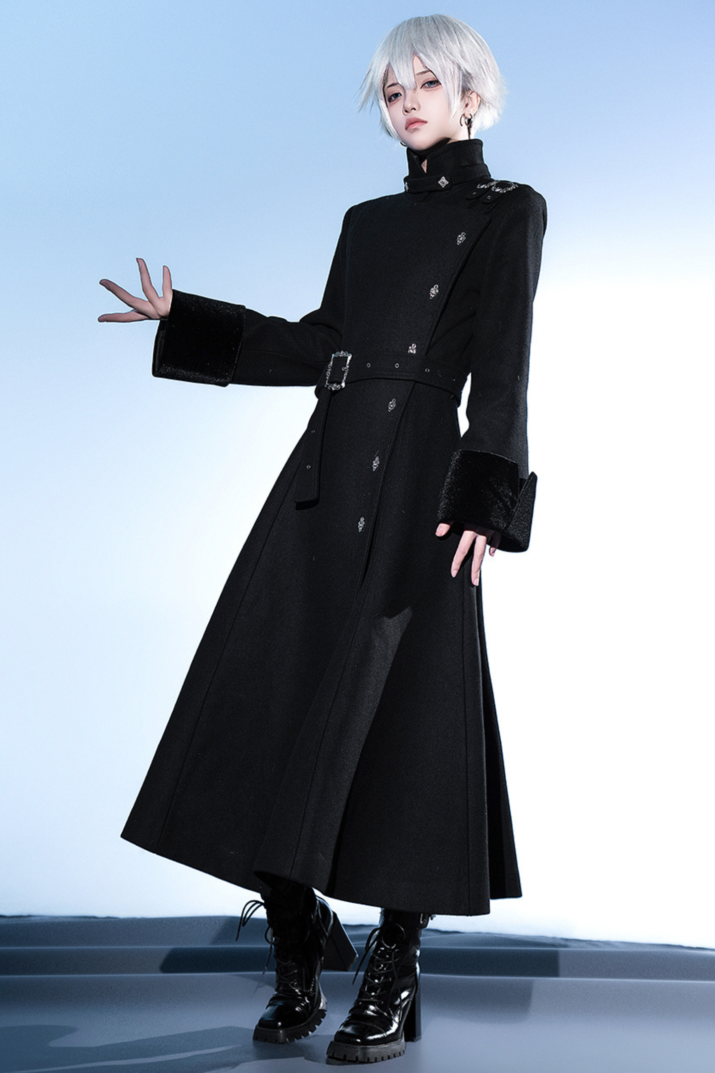 スタンドネック皇子ロングコート