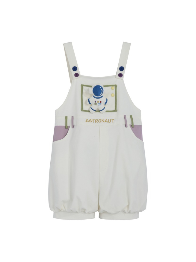 Bear Space Cap Overalls + Polo Shirt
