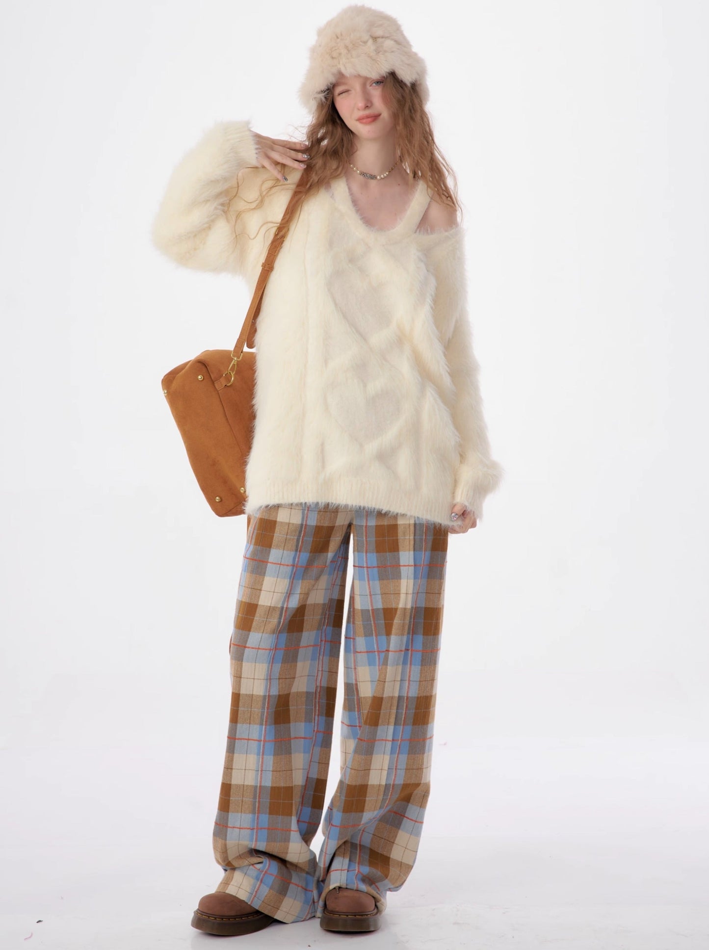 レトロチェックワイドパンツ