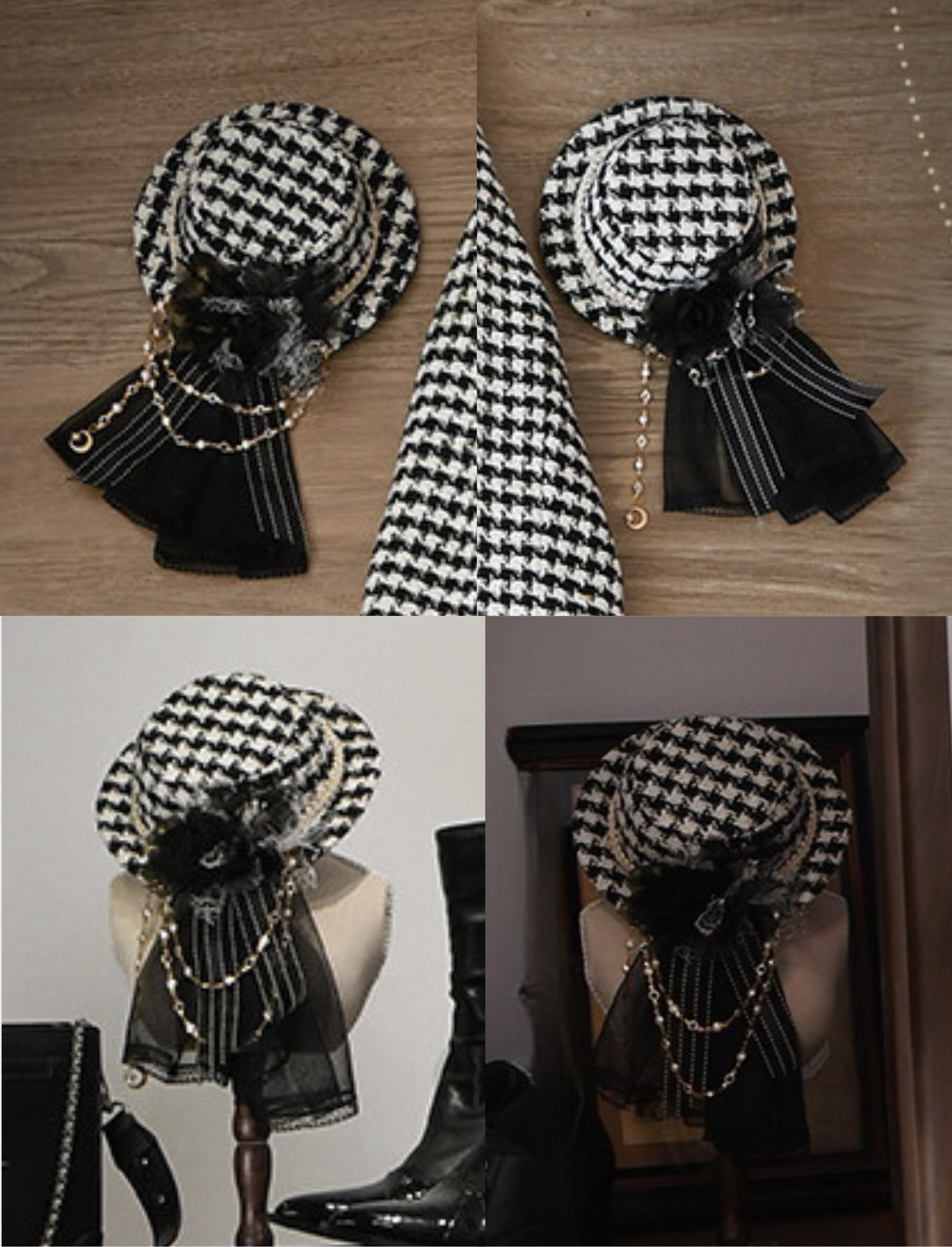 【予約商品】チャーチクワイアゴシックロリータハウンドストゥースジャケット+シャツ+パンツ+スカート+アクセサリー