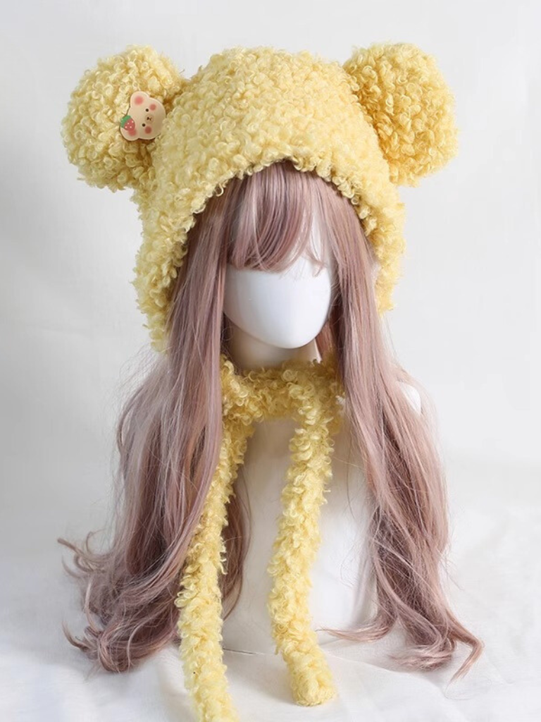 Lolita Bear Fur Boa Hat