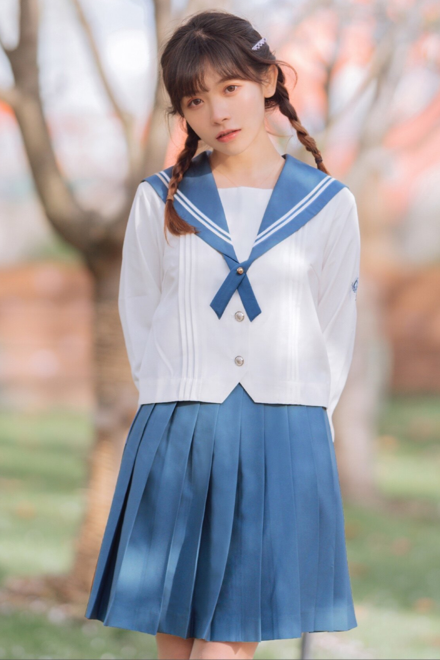 Retro College Sailor Shirt + Ribbon + Skirt