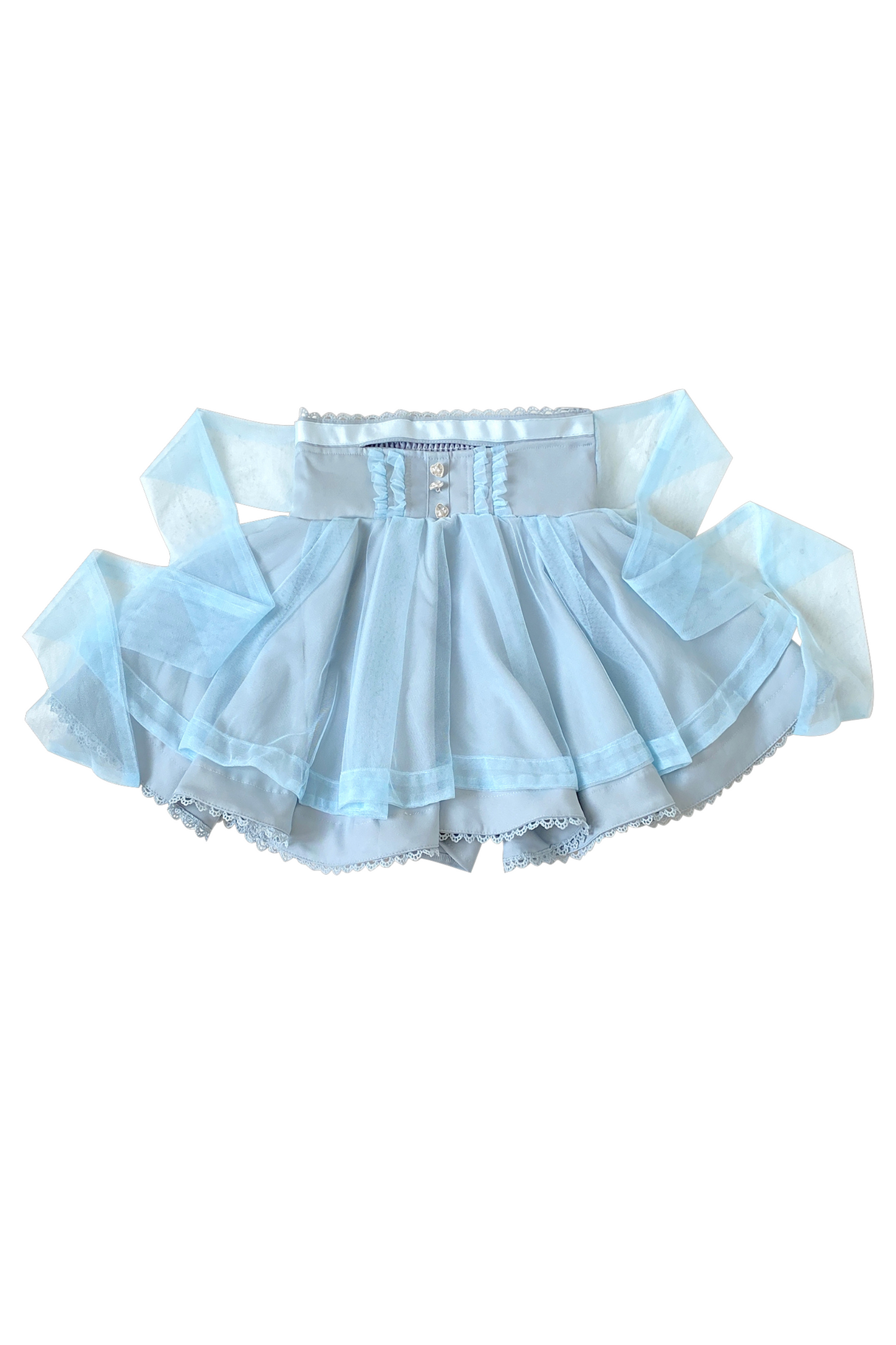 Sheer Lace Ribbon Flare Skirt