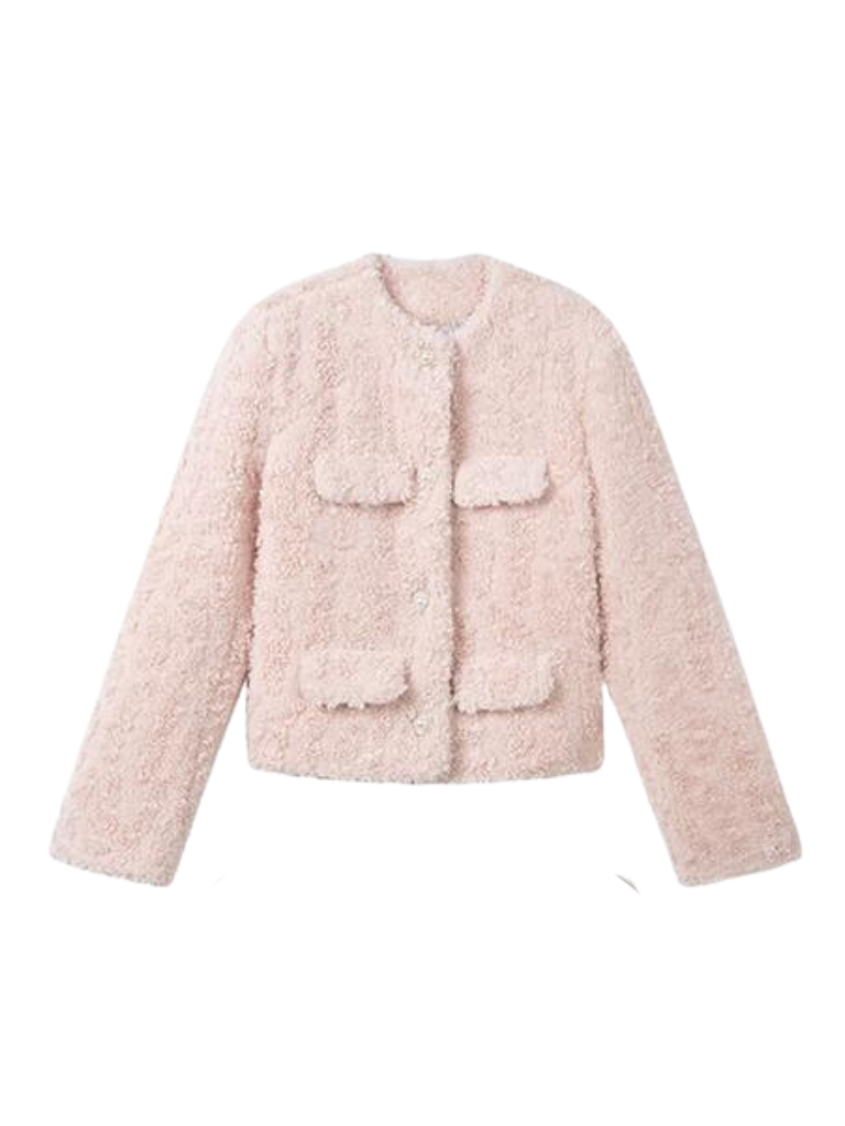 Fur boa pink jacket + boa tube top + boa skirt + boa hat