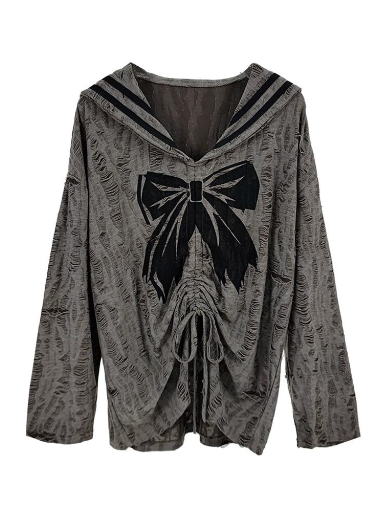 Ribbon Sailor Dark Tops