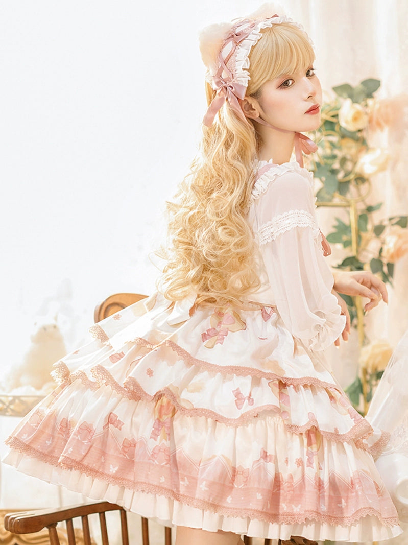 Rock candy cat spot lolita skirt original genuine summer cute lolita dress sweet lo skirt genuine jsk